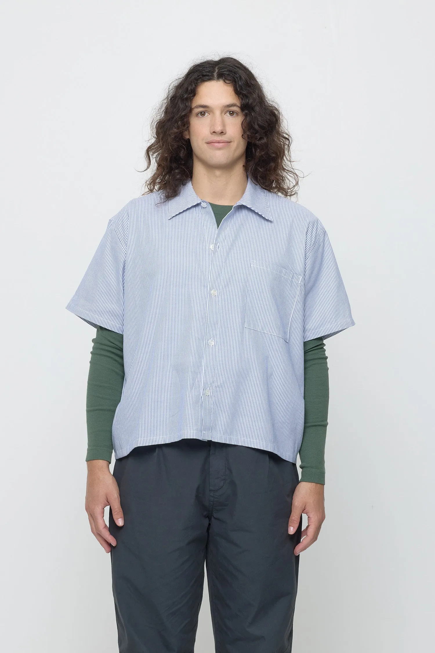 Stripe Poplin Short Sleeve Button-Up Shirt sold by Everybody.World product image thumbnail 2