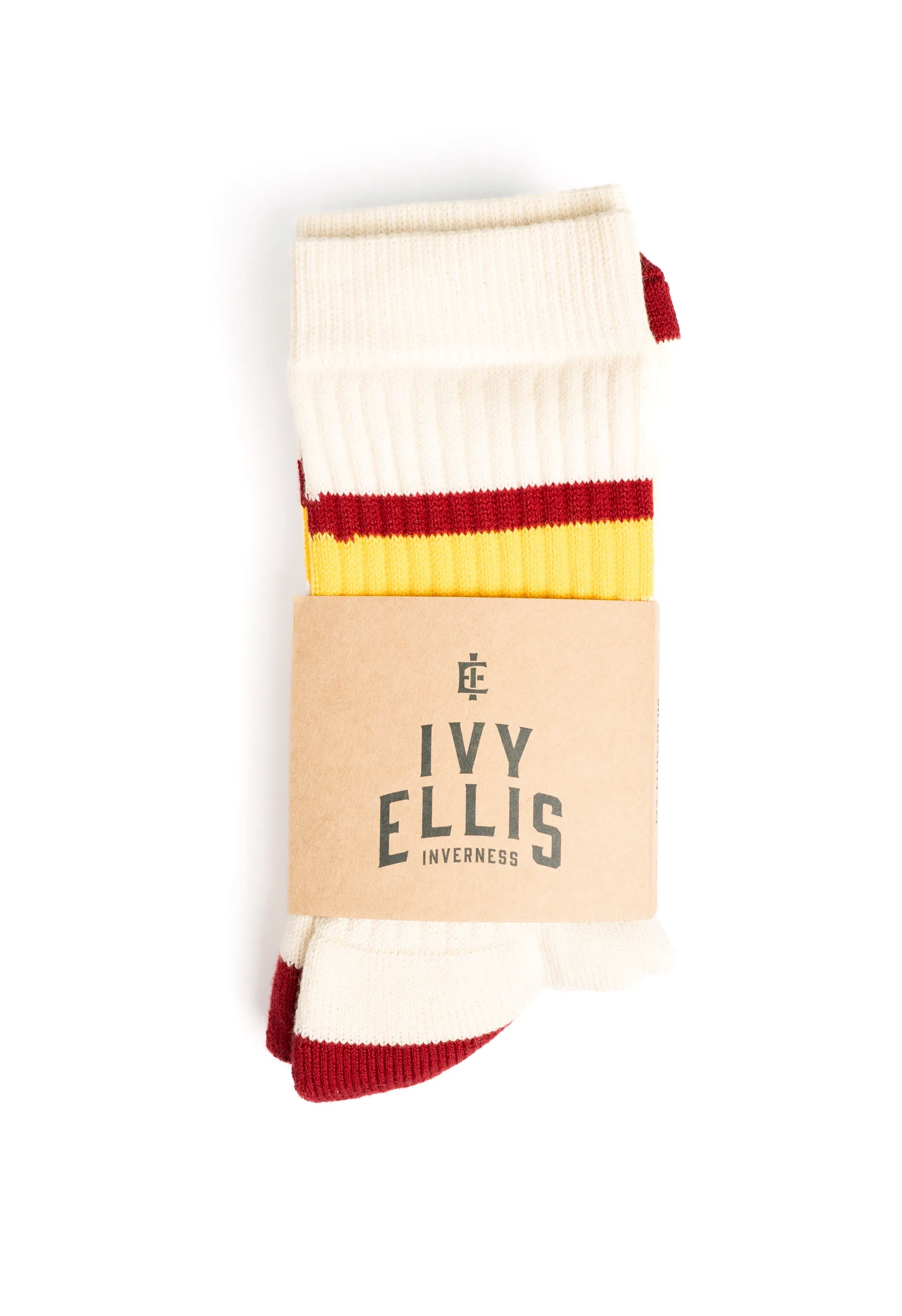 Ivy Ellis - Lanny Men's Crew Length Red / Yellow Stripe Socks sold by Blackhorse Lane Ateliers product image thumbnail 2