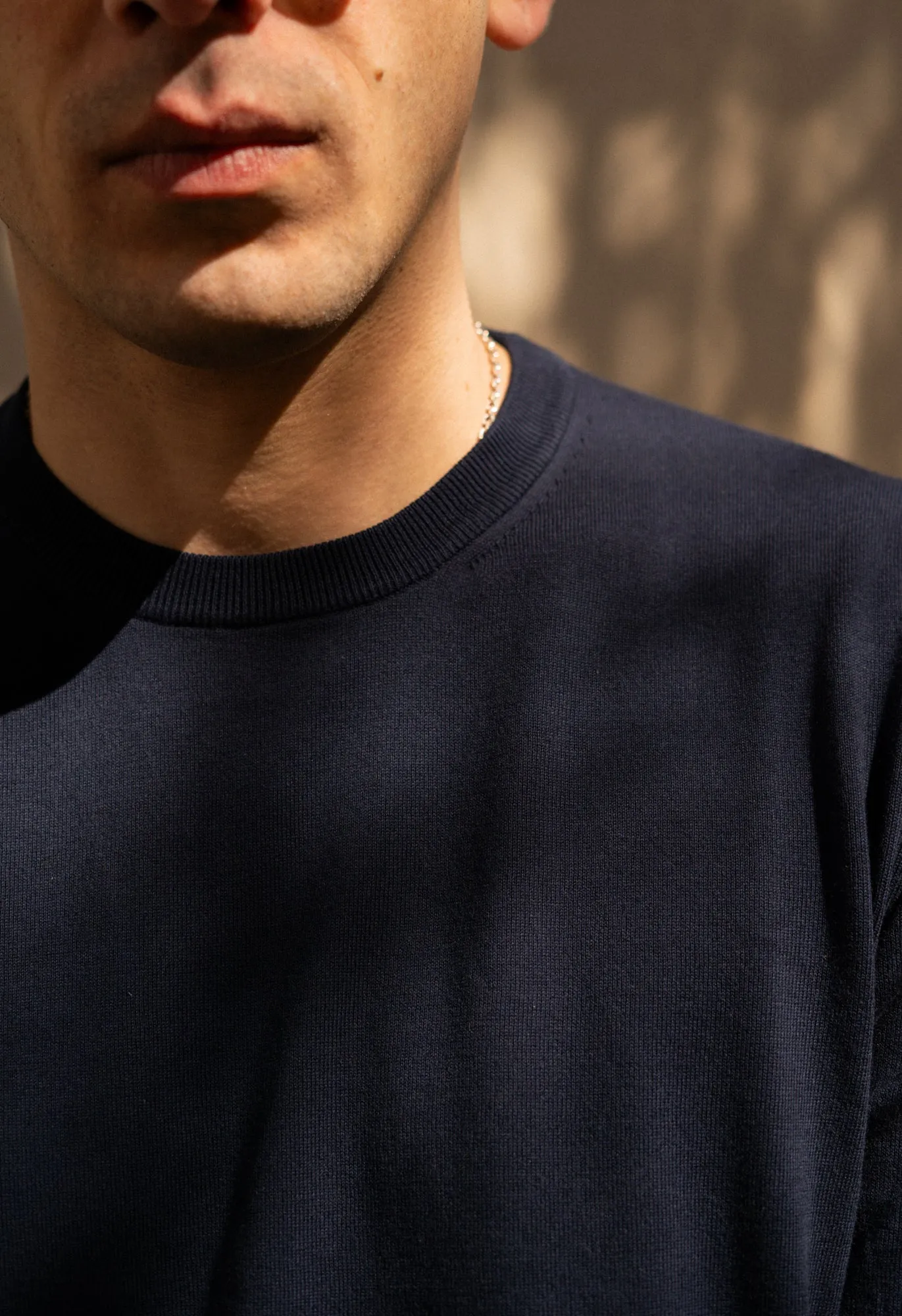 Men's Cotton Knitted Crew Neck T-Shirt Navy sold by Blackhorse Lane Ateliers product image thumbnail 3