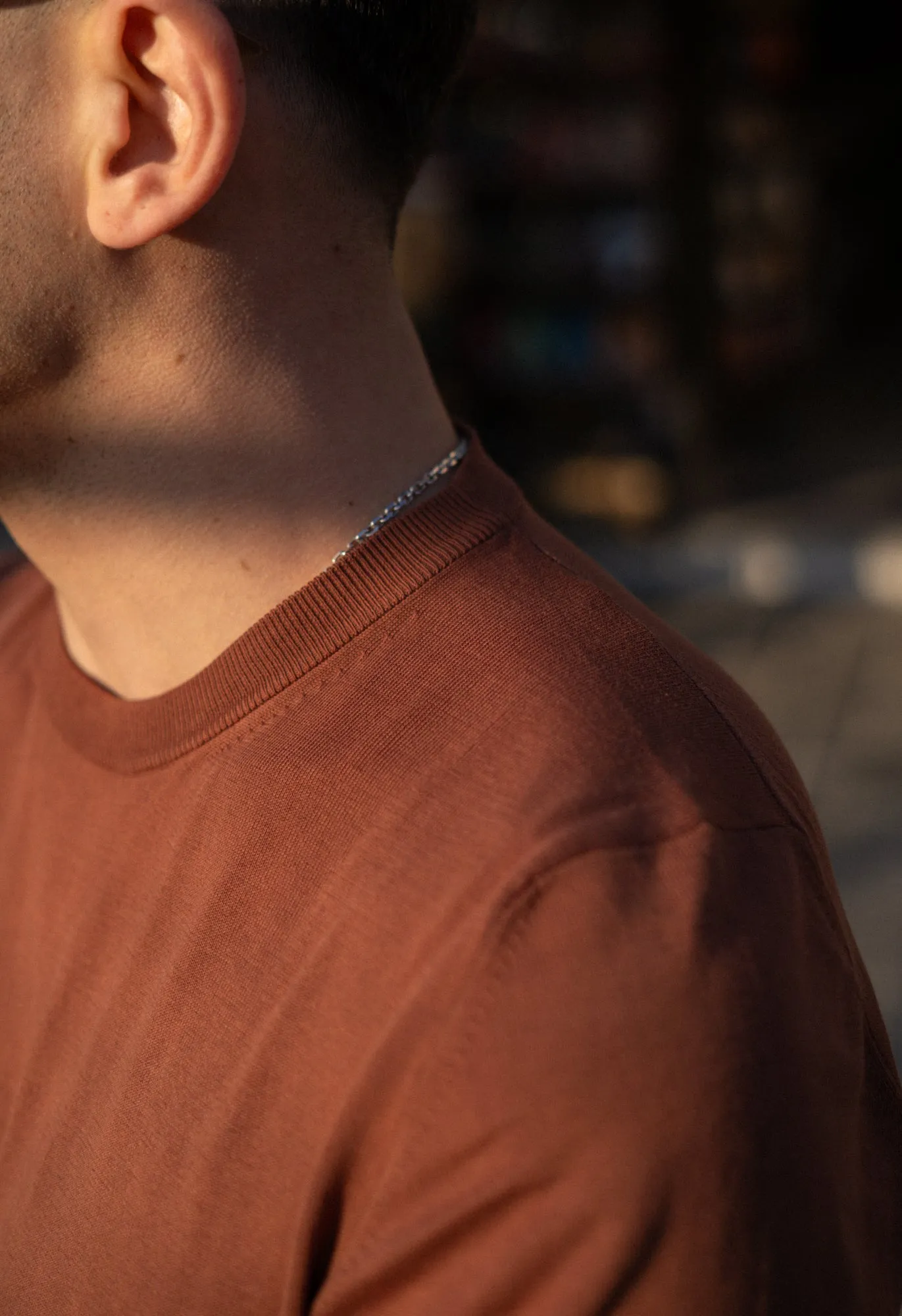 Men's Cotton Knitted Crew Neck T-Shirt Terracotta sold by Blackhorse Lane Ateliers product image thumbnail 4
