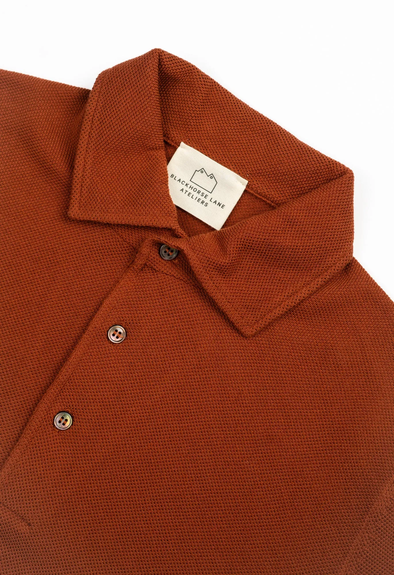 Men's Cotton Pique 'Tennis' Short Sleeve Polo Rust sold by Blackhorse Lane Ateliers product image thumbnail 5