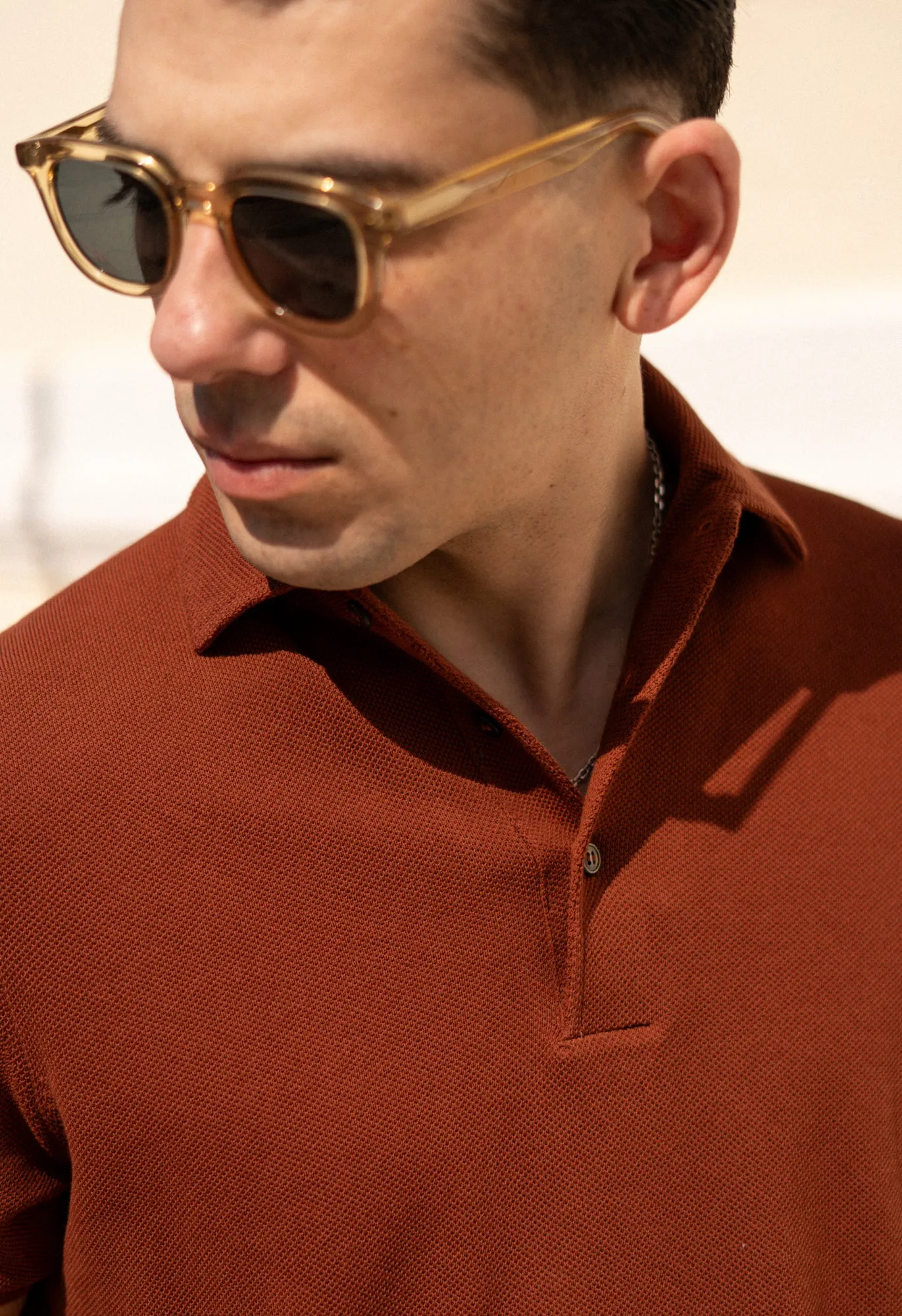Men's Cotton Pique 'Tennis' Short Sleeve Polo Rust sold by Blackhorse Lane Ateliers product image thumbnail 3