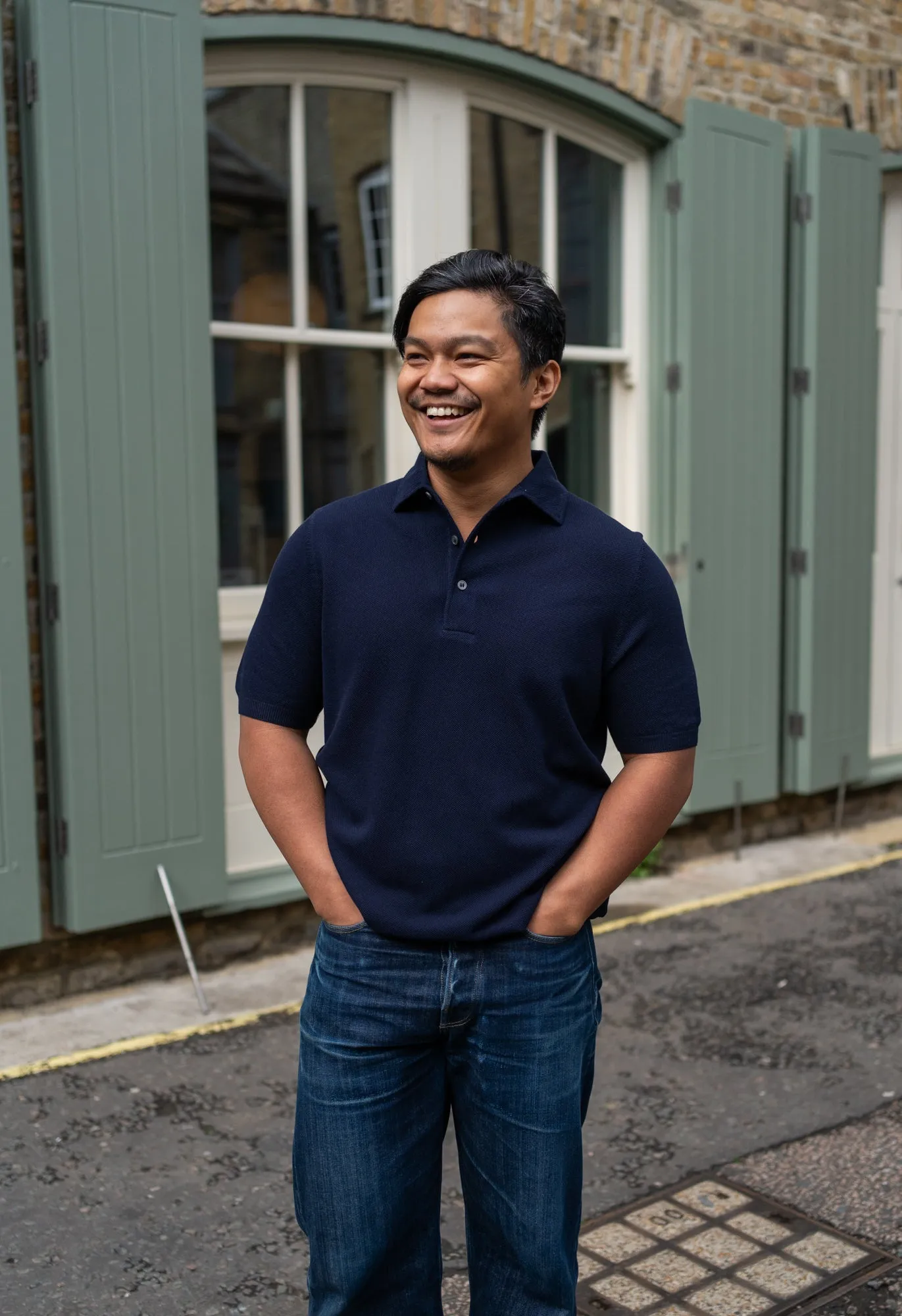 Men's Cotton Pique 'Tennis' Short Sleeve Polo Navy sold by Blackhorse Lane Ateliers product image thumbnail 2