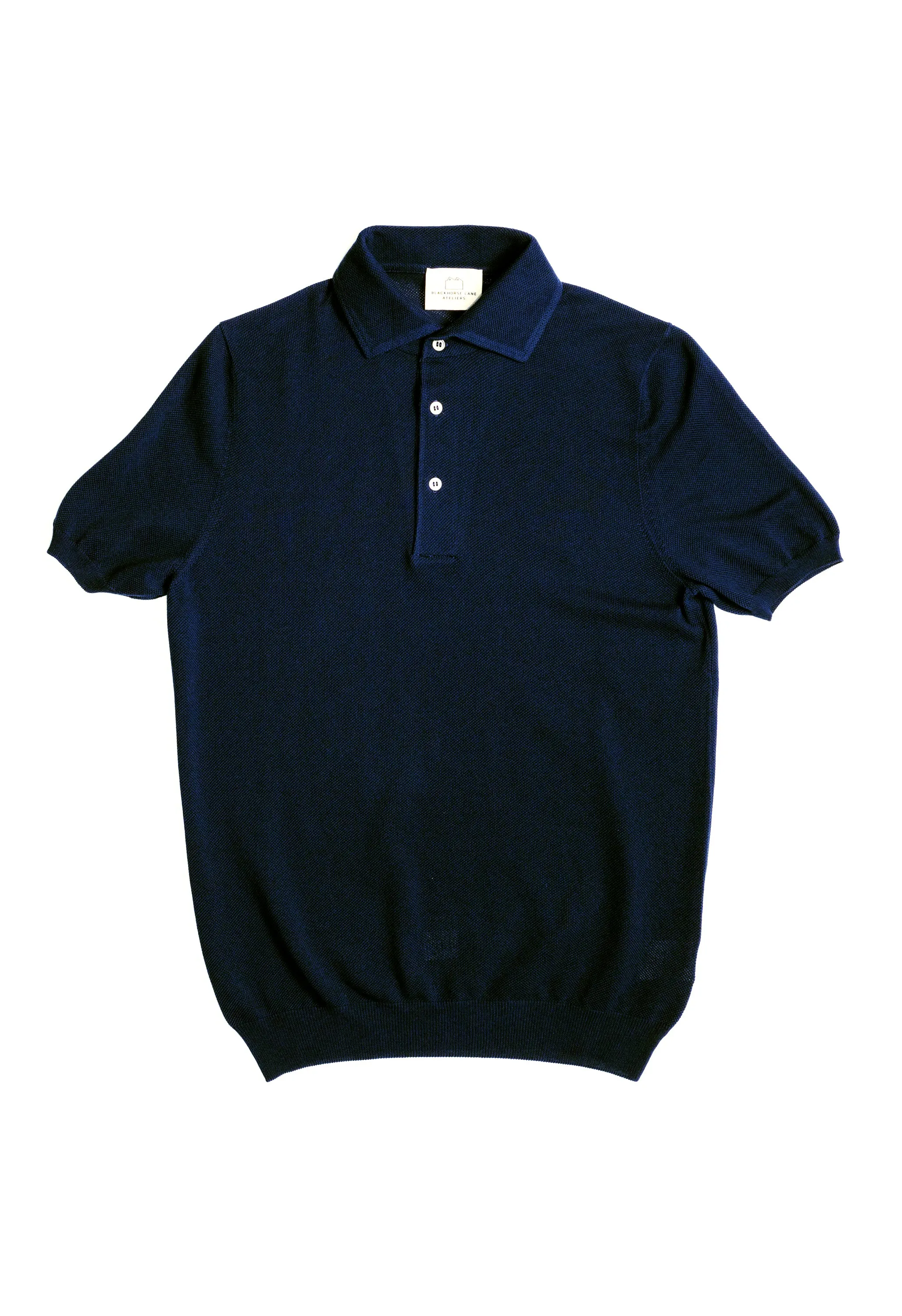 Men's Cotton Pique 'Tennis' Short Sleeve Polo Navy sold by Blackhorse Lane Ateliers
