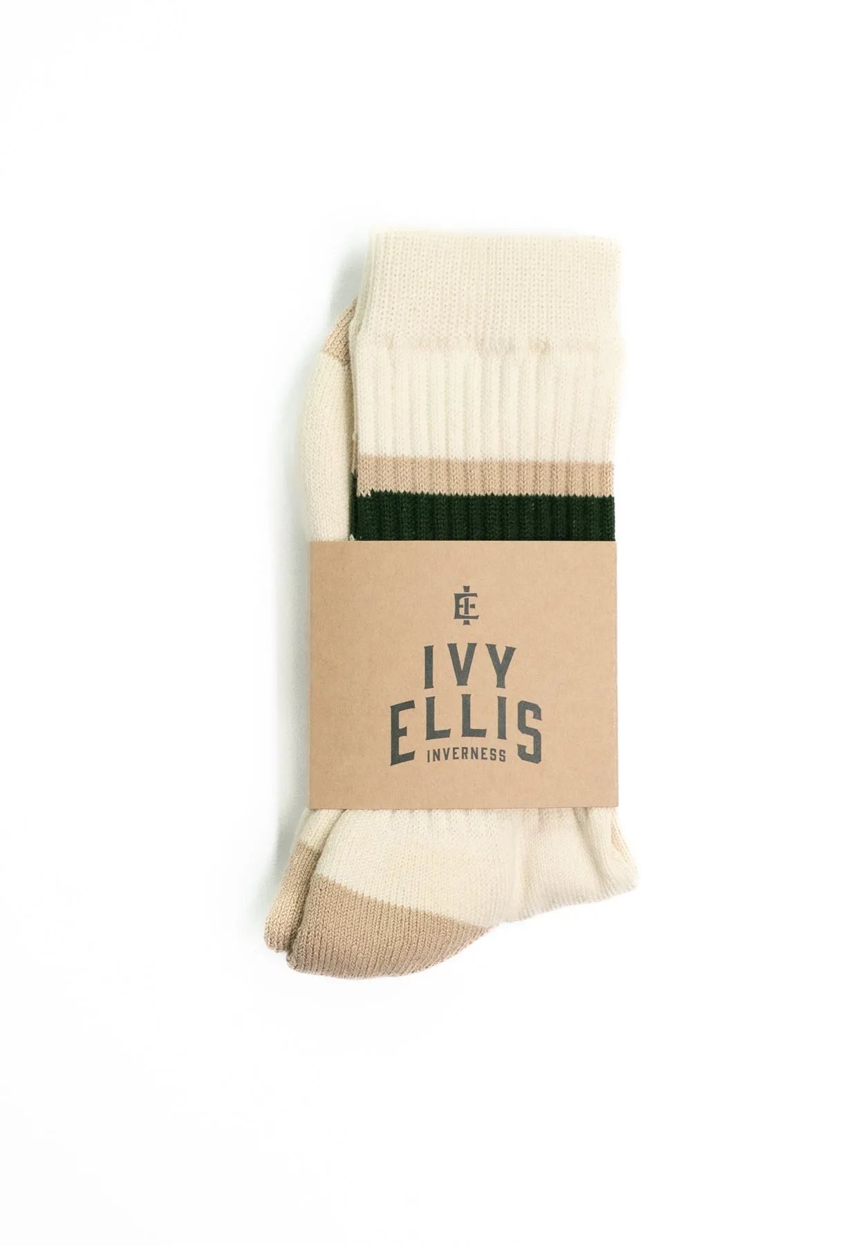 Ivy Ellis - Blackwell Men's Crew Length Green/Taupe Stripe Socks sold by Blackhorse Lane Ateliers product image thumbnail 2