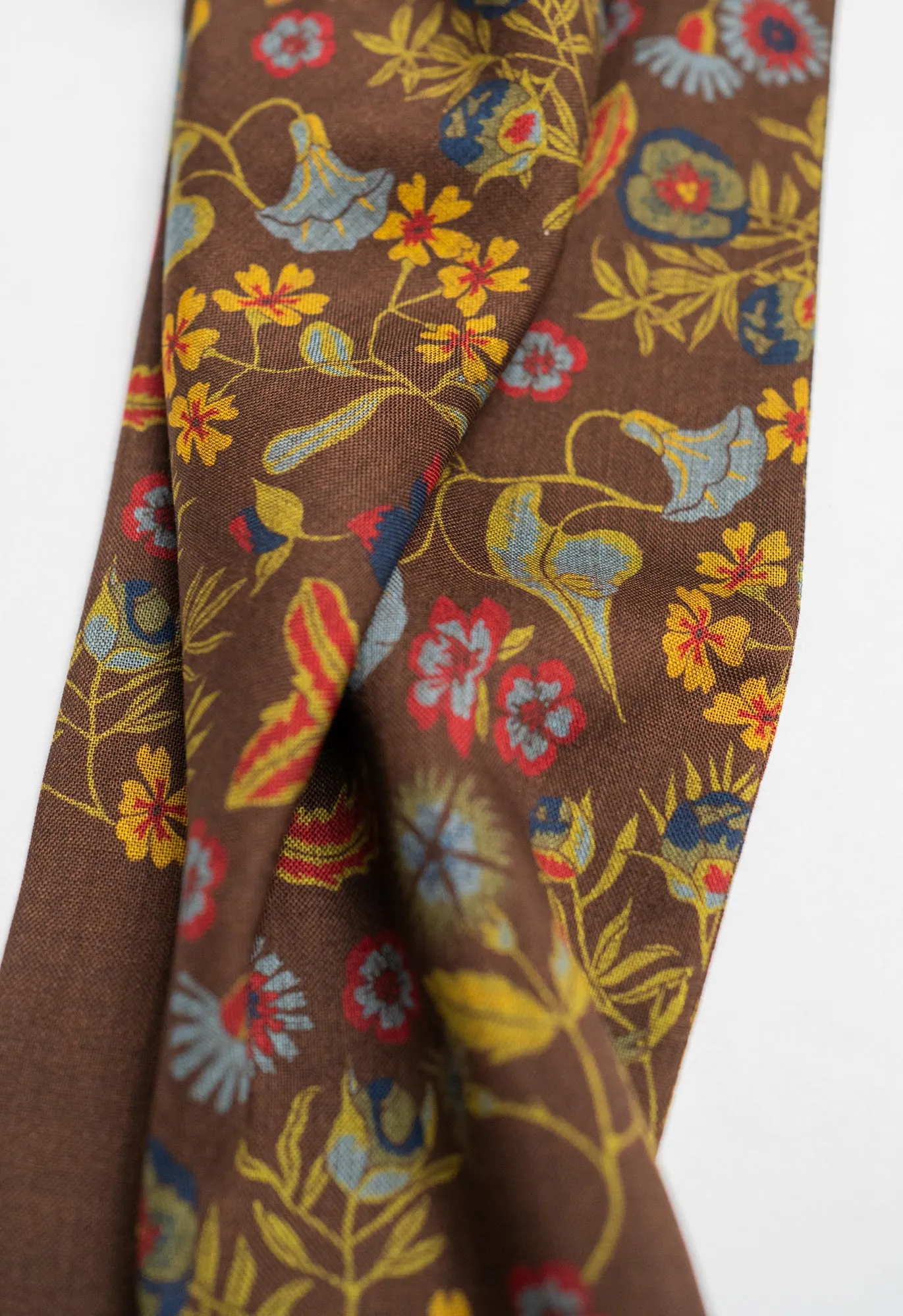 Brown Floral Wool Silk Scarf sold by Blackhorse Lane Ateliers product image thumbnail 4