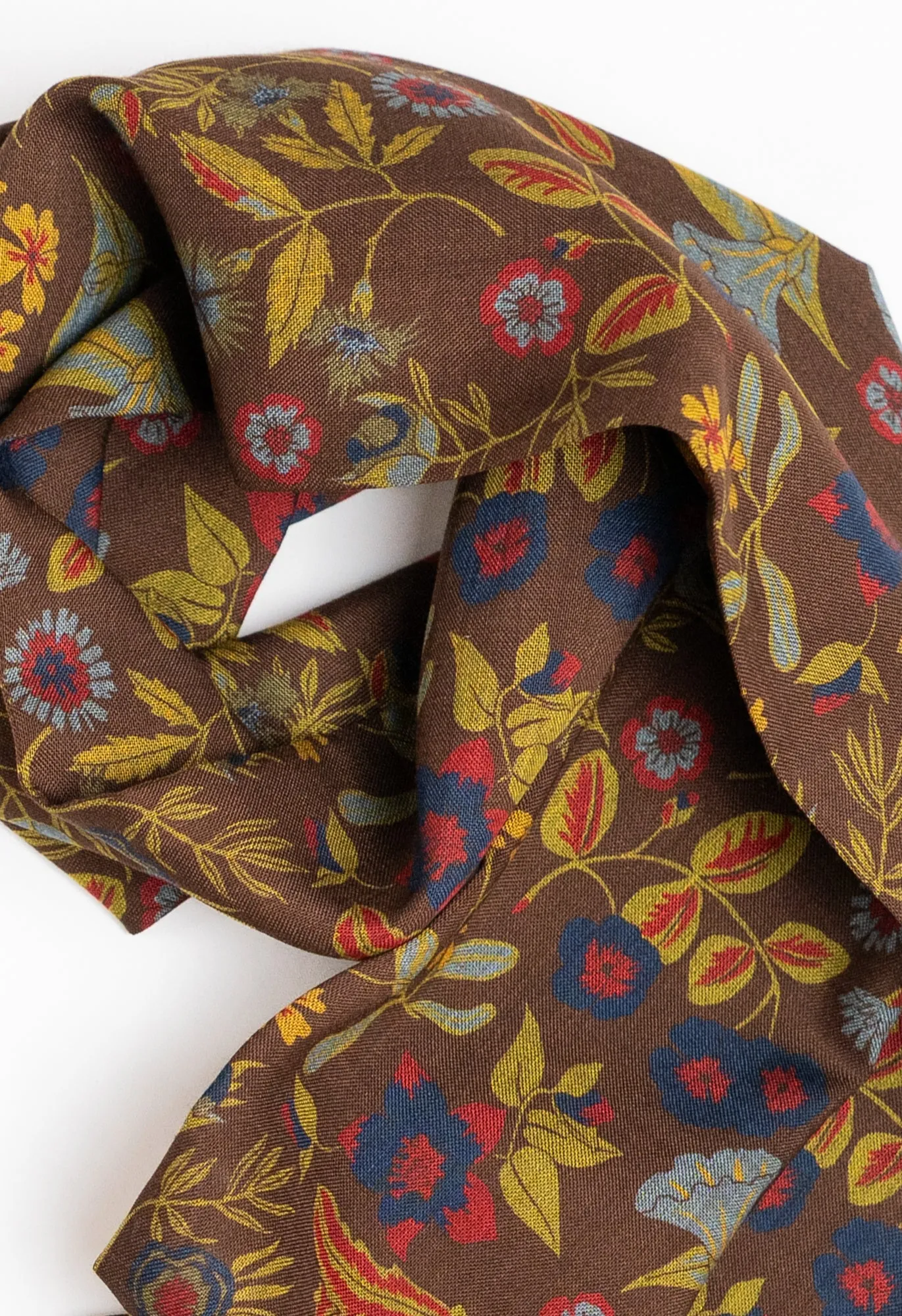 Brown Floral Wool Silk Scarf sold by Blackhorse Lane Ateliers product image thumbnail 2