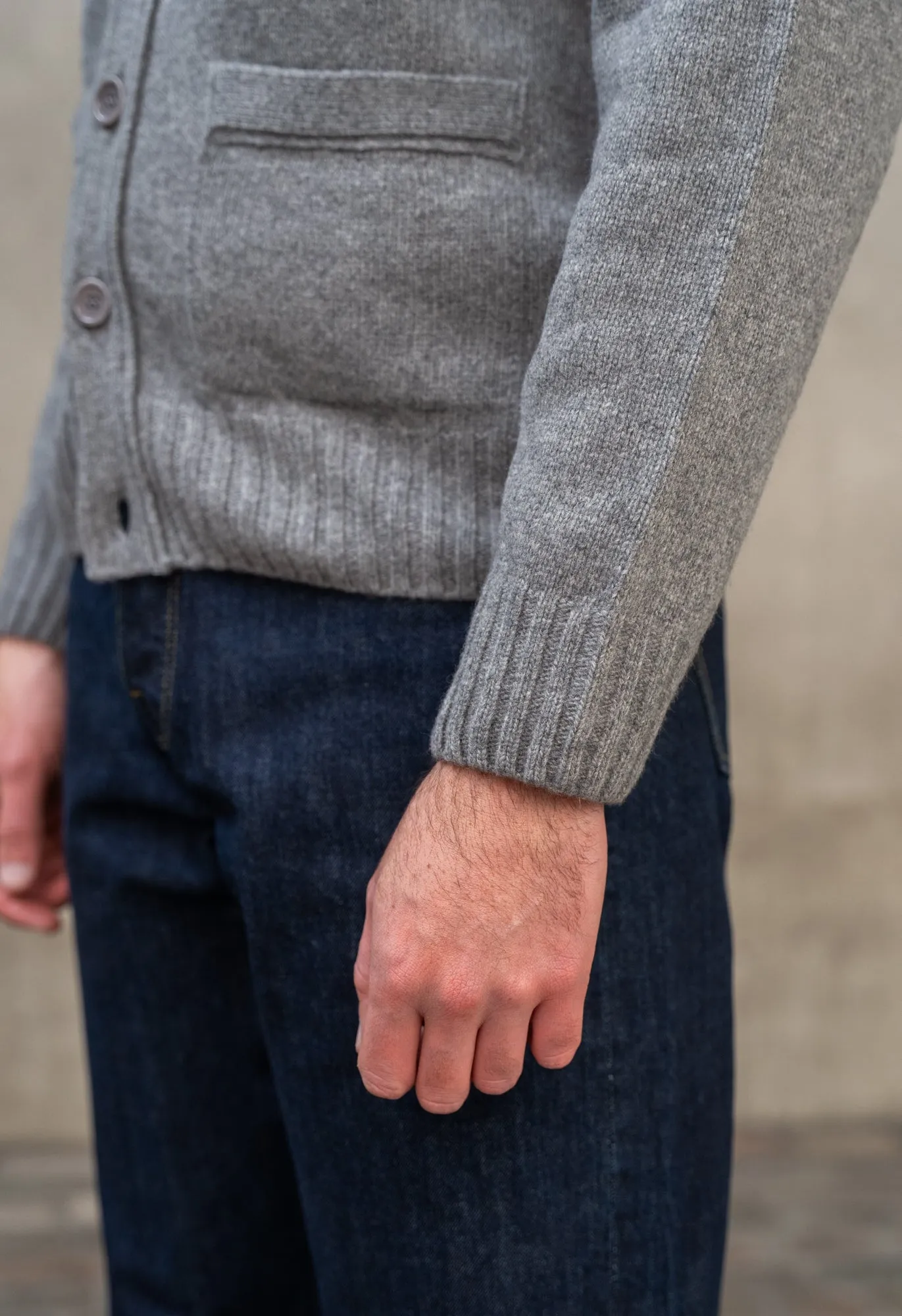 LAMBSWOOL 5 BUTTON CARDIGAN GREY sold by Blackhorse Lane Ateliers product image thumbnail 4