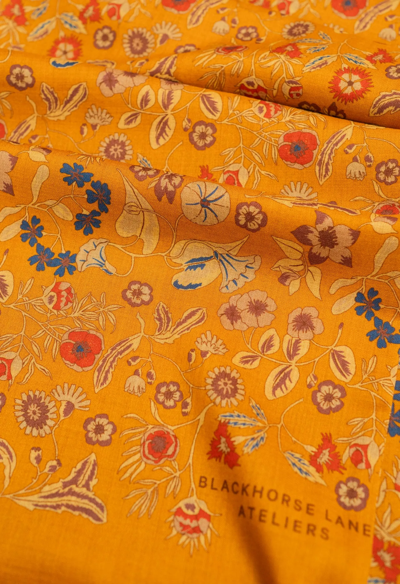 Gold Floral Wool Silk Scarf sold by Blackhorse Lane Ateliers product image thumbnail 2