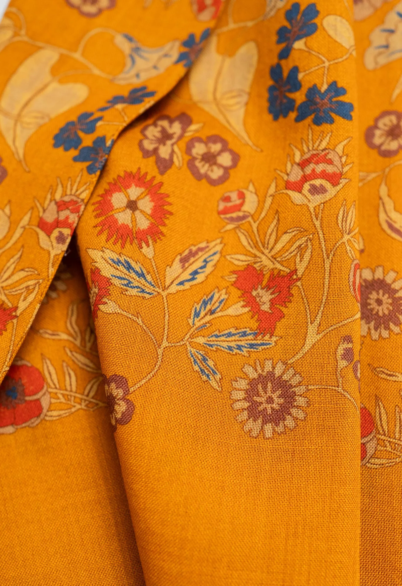 Gold Floral Wool Silk Scarf sold by Blackhorse Lane Ateliers product image thumbnail 5