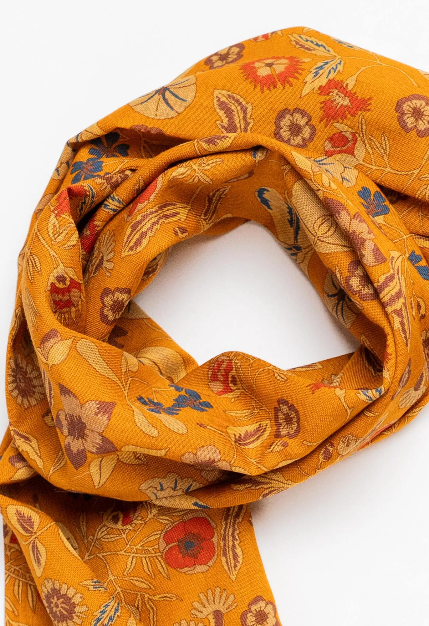 Gold Floral Wool Silk Scarf sold by Blackhorse Lane Ateliers product image thumbnail 3