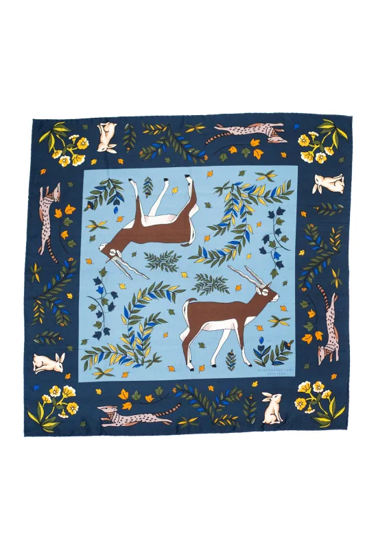 Navy Antelope Silk Bandana made by Blackhorse Lane Ateliers