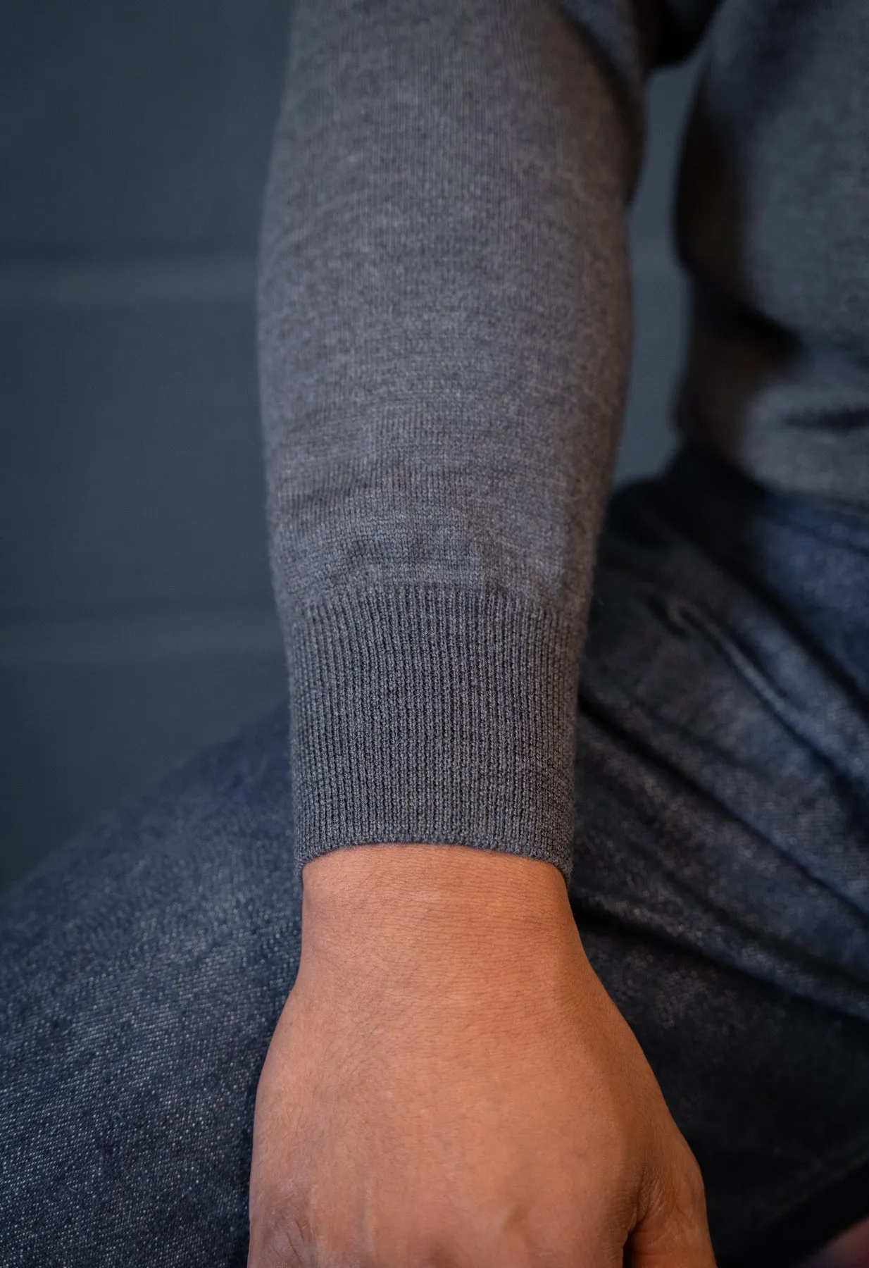Men's Extra Fine Merino Wool Long Sleeve Polo Grey sold by Blackhorse Lane Ateliers product image thumbnail 5