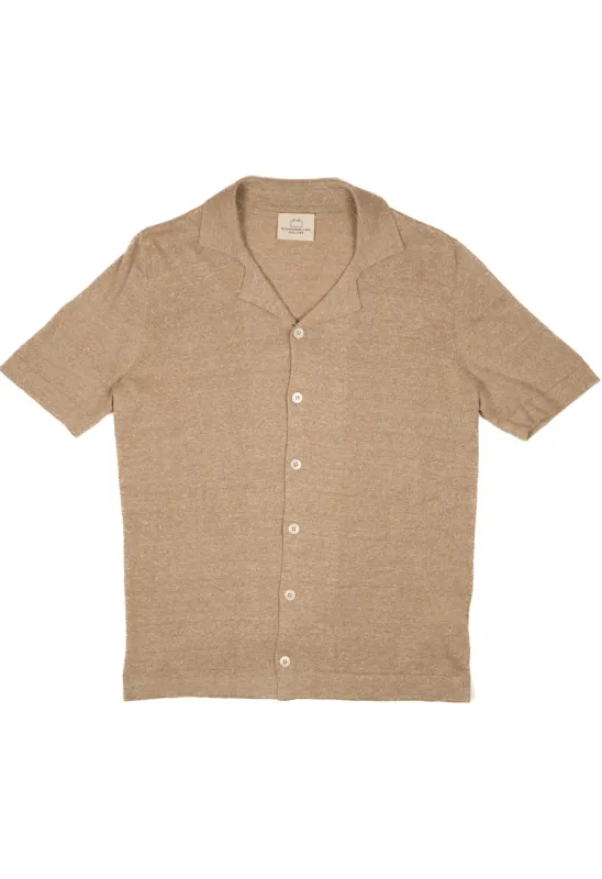 Men's Open Collar Knit  - Brown made by Gran Sasso