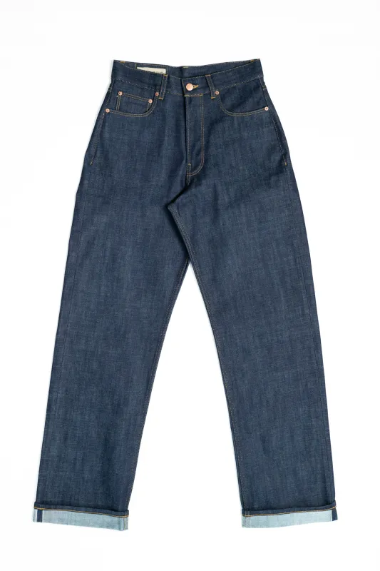 E7 High Waisted Wide Leg Indigo 13.75oz Italian Raw Selvedge Women's Jeans made by Blackhorse Lane Ateliers