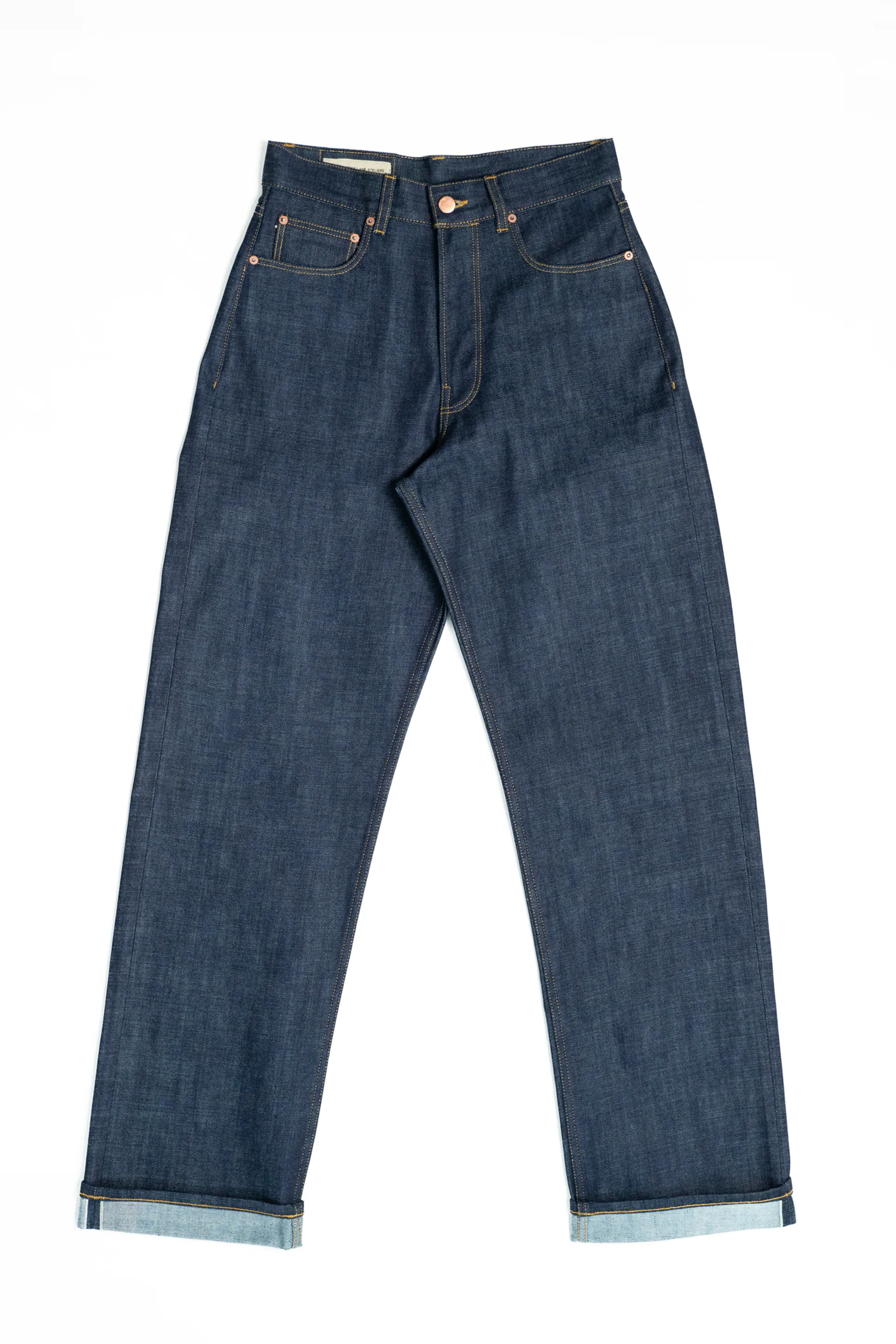 E7 High Waisted Wide Leg Indigo 13.75oz Italian Raw Selvedge Women's Jeans sold by Blackhorse Lane Ateliers