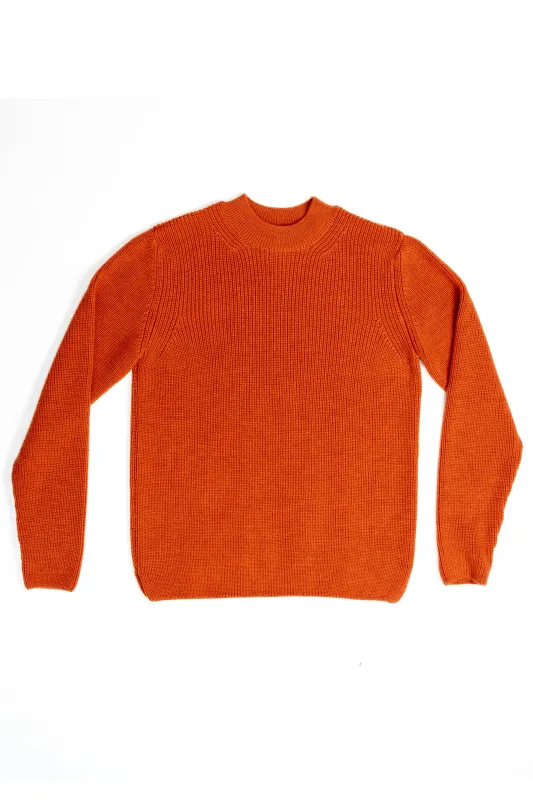 SE16 MERINO FISHERMAN UNISEX JUMPER BURNT ORANGE made by Blackhorse Lane Ateliers