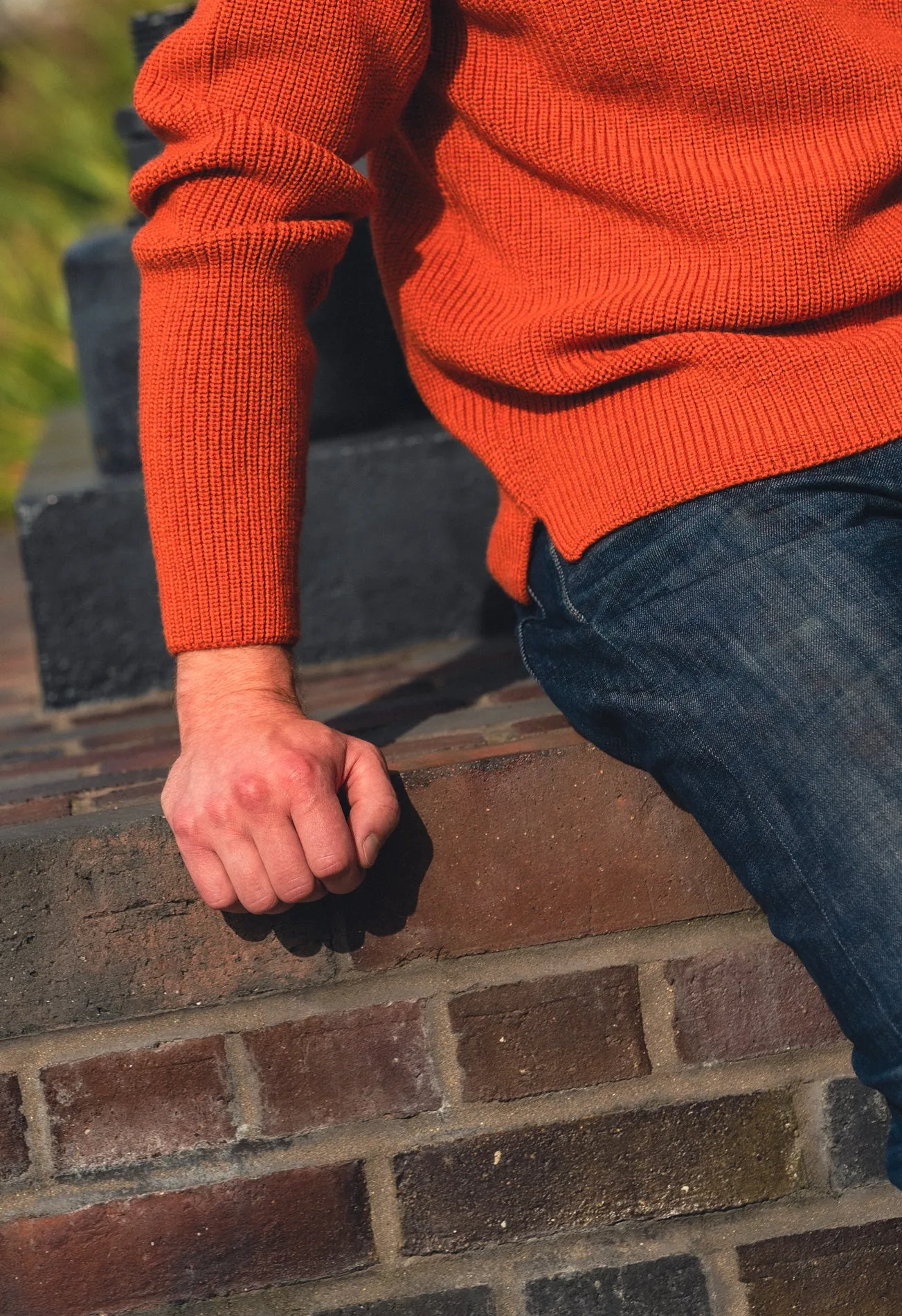 SE16 MERINO FISHERMAN UNISEX JUMPER BURNT ORANGE sold by Blackhorse Lane Ateliers product image thumbnail 5