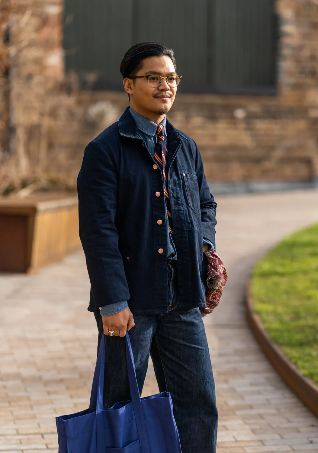 E17 Double Indigo 14.5oz Japanese Mens Chore Jacket sold by Blackhorse Lane Ateliers product image thumbnail 2