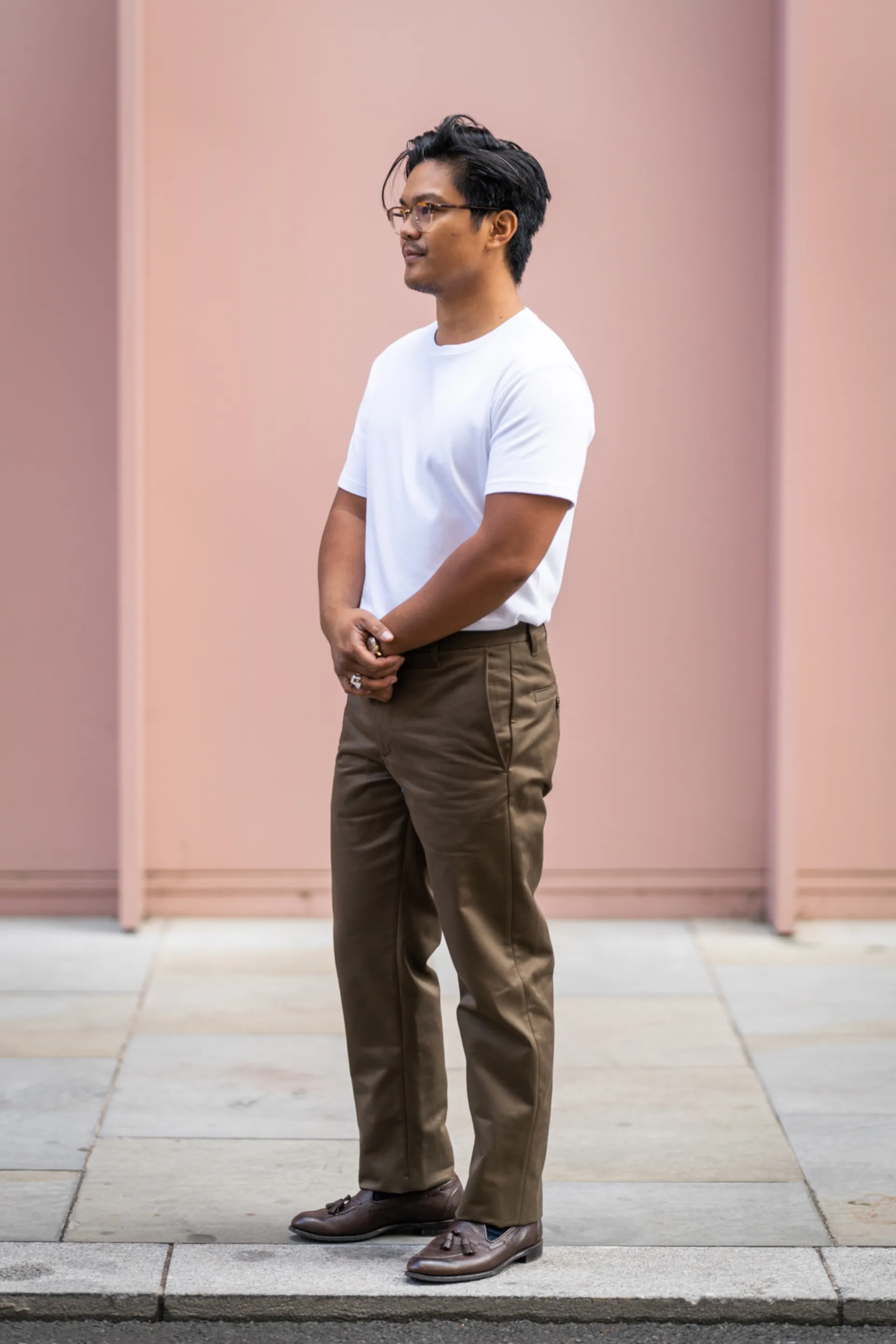 W11 Straight Tapered Green Japanese Twill Mens Chinos sold by Blackhorse Lane Ateliers product image thumbnail 3