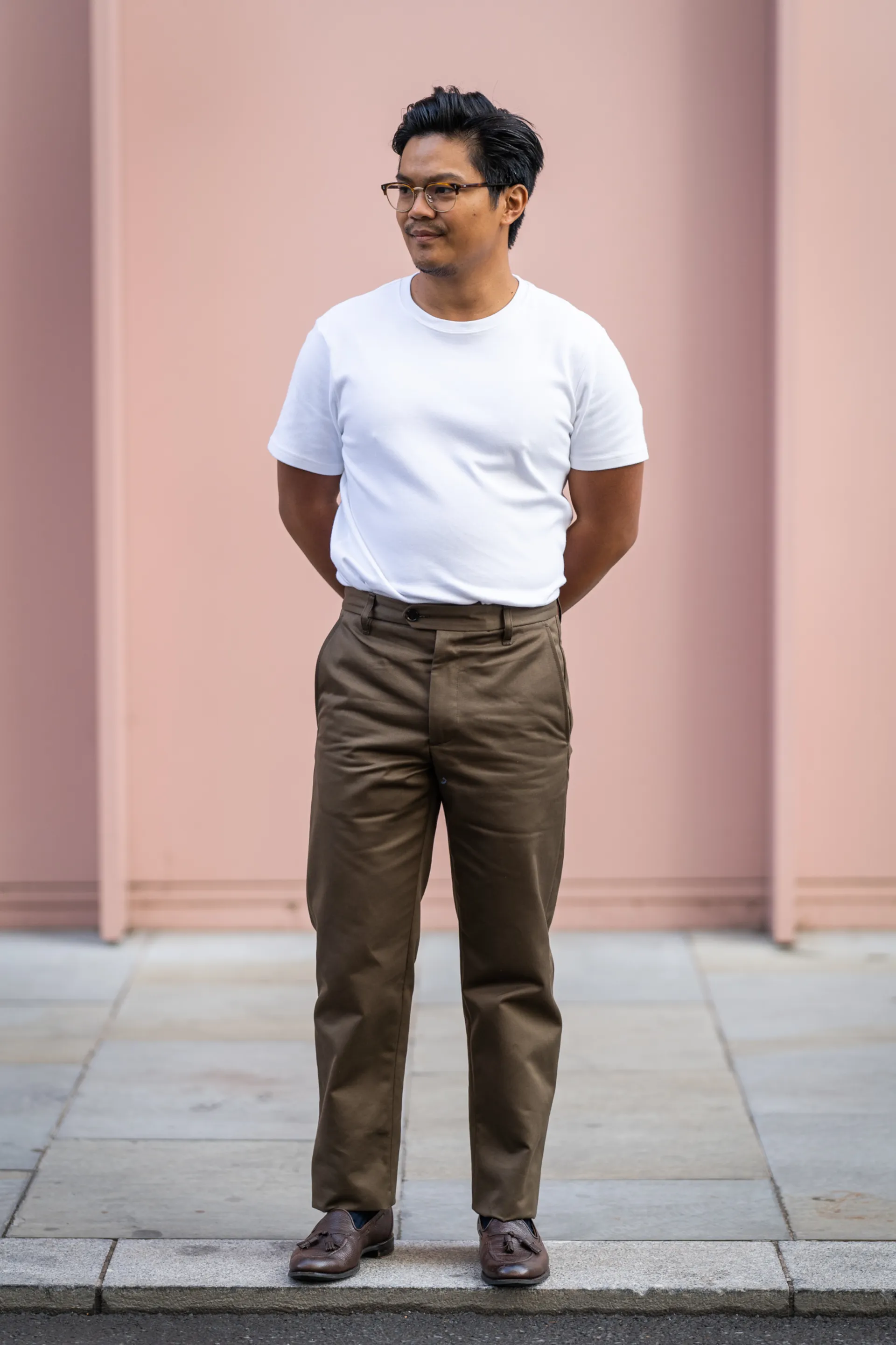 W11 Straight Tapered Green Japanese Twill Mens Chinos sold by Blackhorse Lane Ateliers product image thumbnail 2