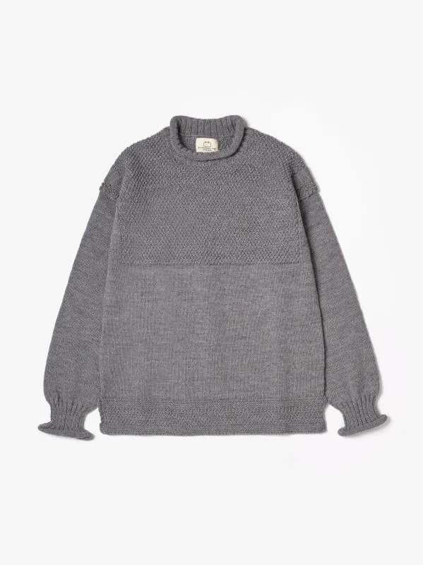 SE28 GREY BRITISH WOOL GUERNSEY UNISEX SWEATER made by Blackhorse Lane Ateliers