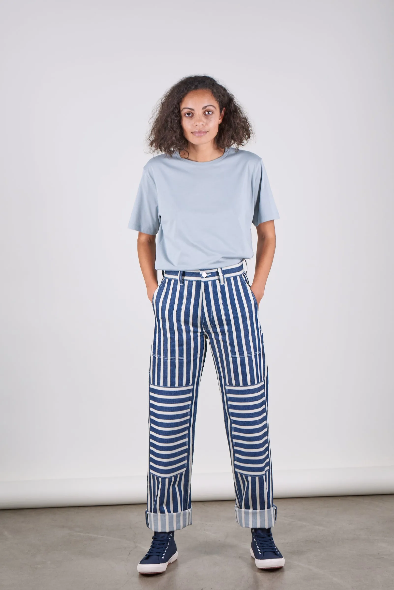 SE8 Straight Wide Stripe 8.6oz Italian Twill Womens Trousers sold by Blackhorse Lane Ateliers product image thumbnail 2