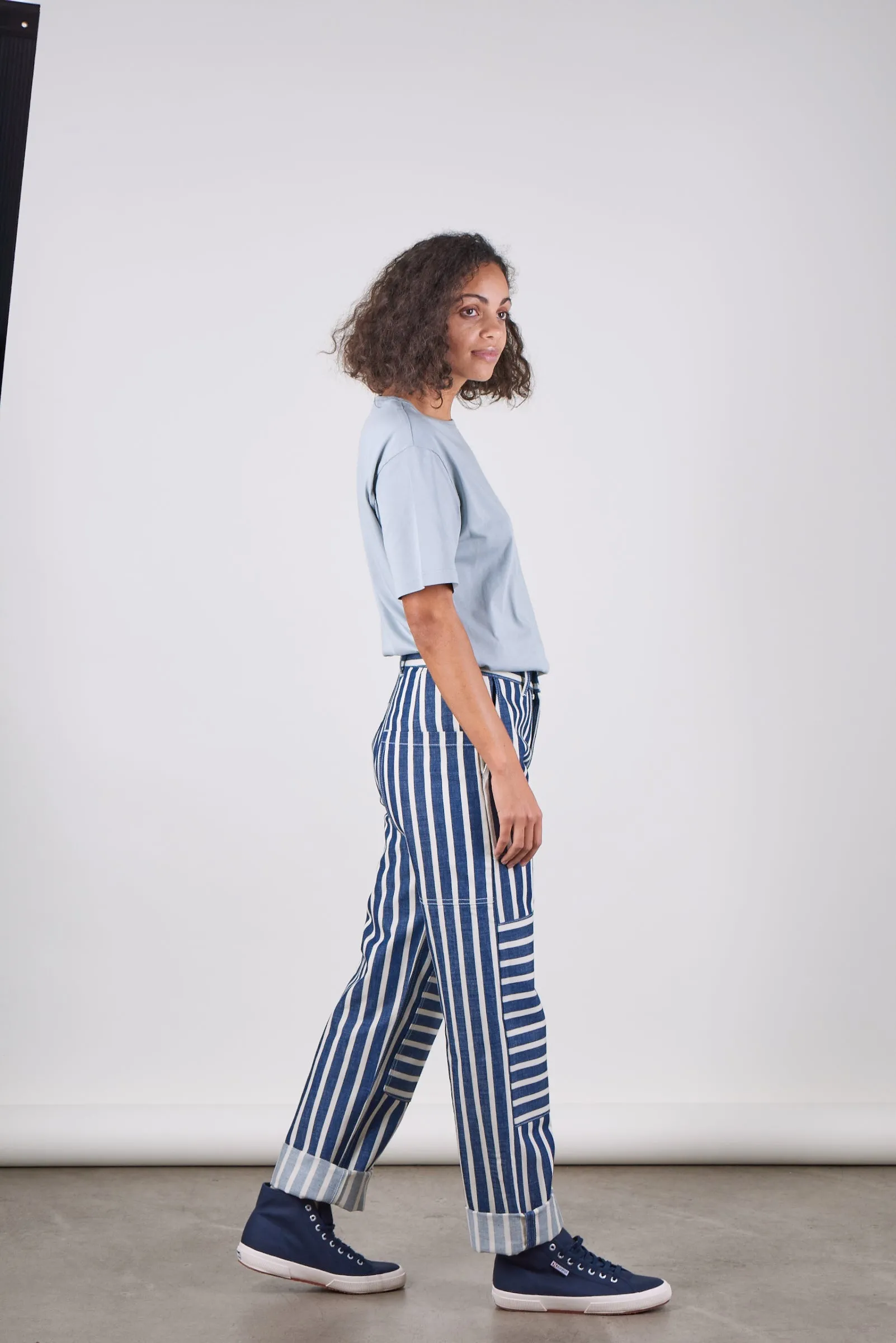 SE8 Straight Wide Stripe 8.6oz Italian Twill Womens Trousers sold by Blackhorse Lane Ateliers product image thumbnail 4