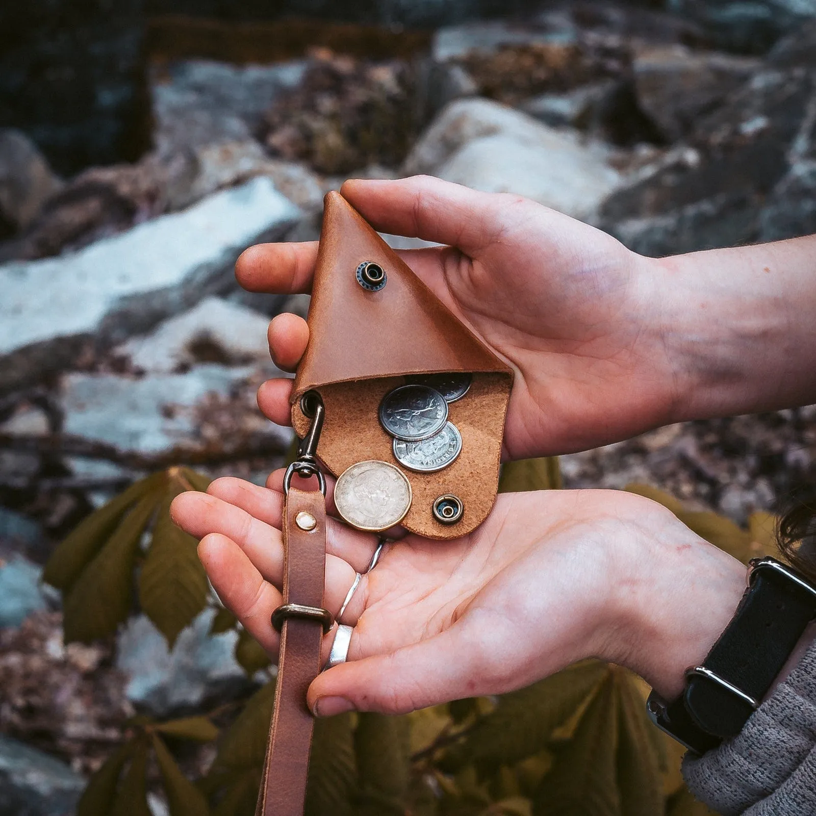 Leather Triangle Pouch sold by Popov Leather product image thumbnail 3