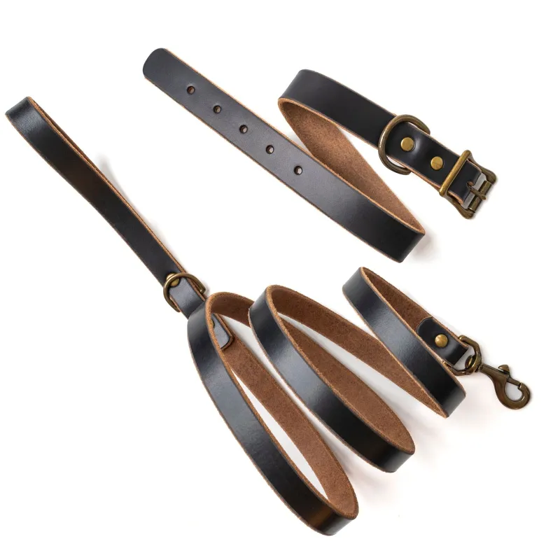 Matching Dog Collar & Leash Bundle - Black sold by Popov Leather