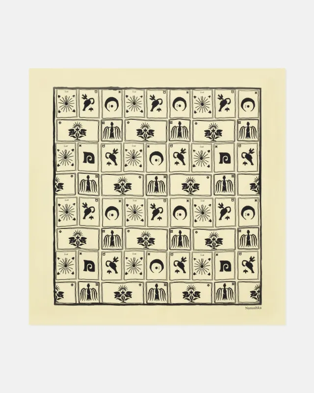 Miani - Printed Silk Scarf - Folk Art Moonbeam sold by Nanushka