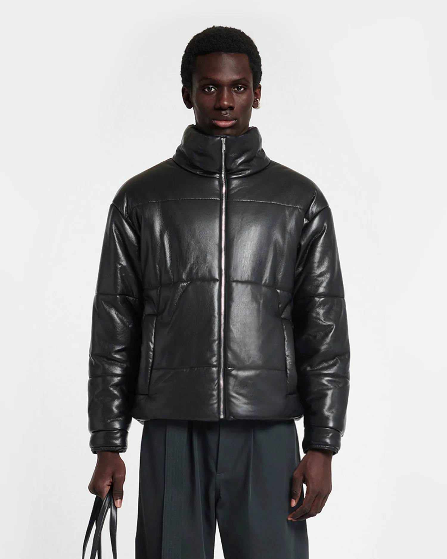 Marron - Okobor™ Alt-Leather Puffer Jacket - Black sold by Nanushka
