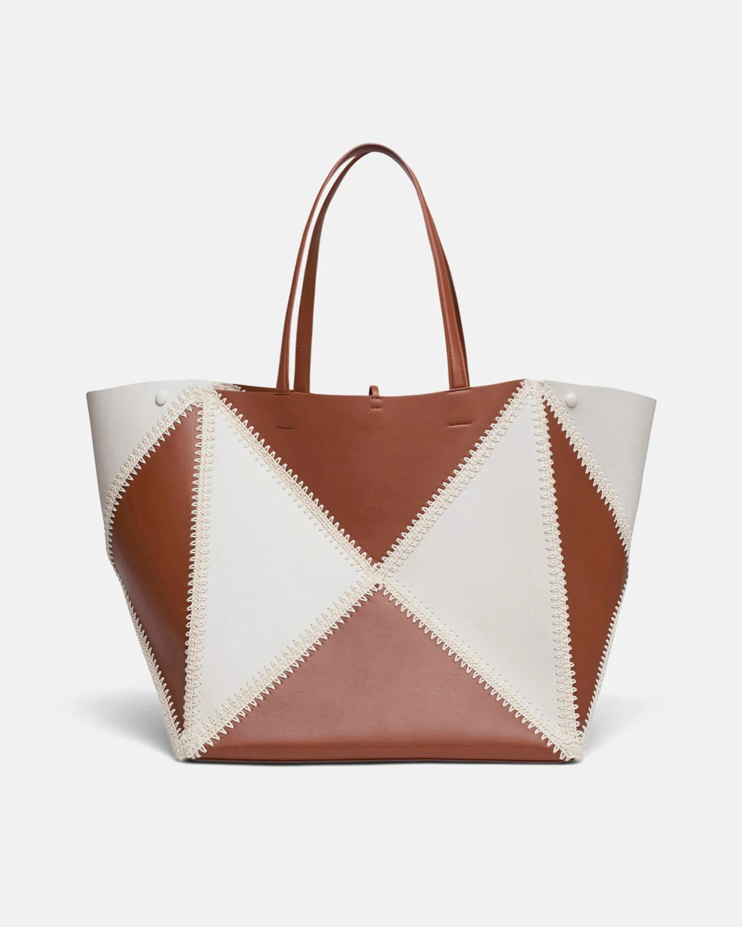 The Origami Tote Large - Alt-Nappa Crochet Large Tote - Off white/Tan sold by Nanushka product image thumbnail 3