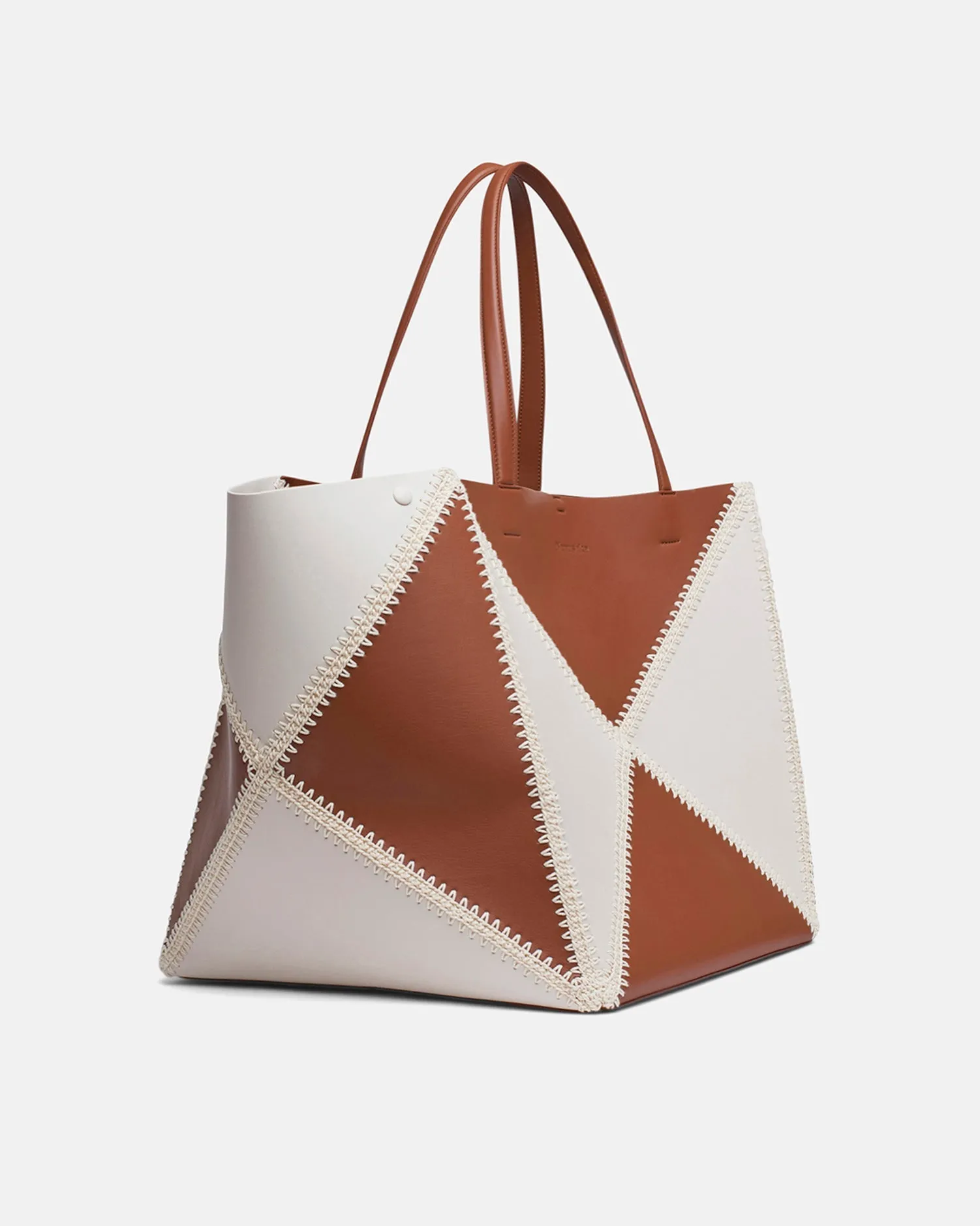 The Origami Tote Large - Alt-Nappa Crochet Large Tote - Off white/Tan sold by Nanushka product image thumbnail 2
