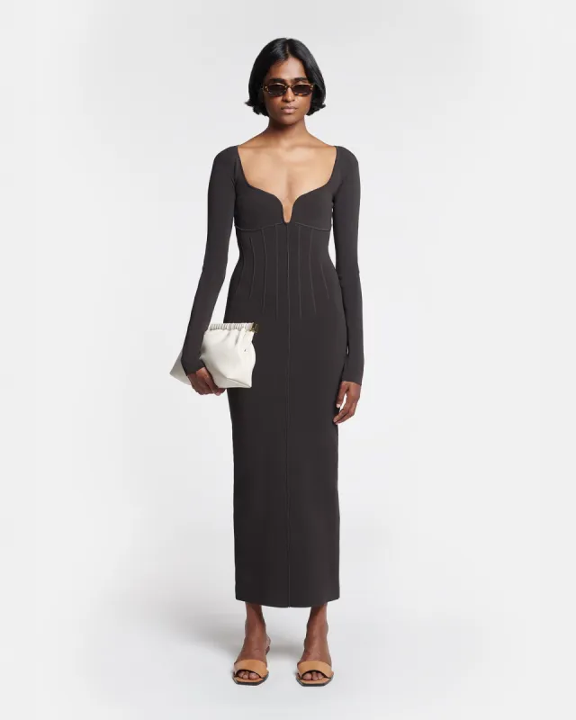 Jerica - Matte Viscose Midi Dress - Anthracite sold by Nanushka