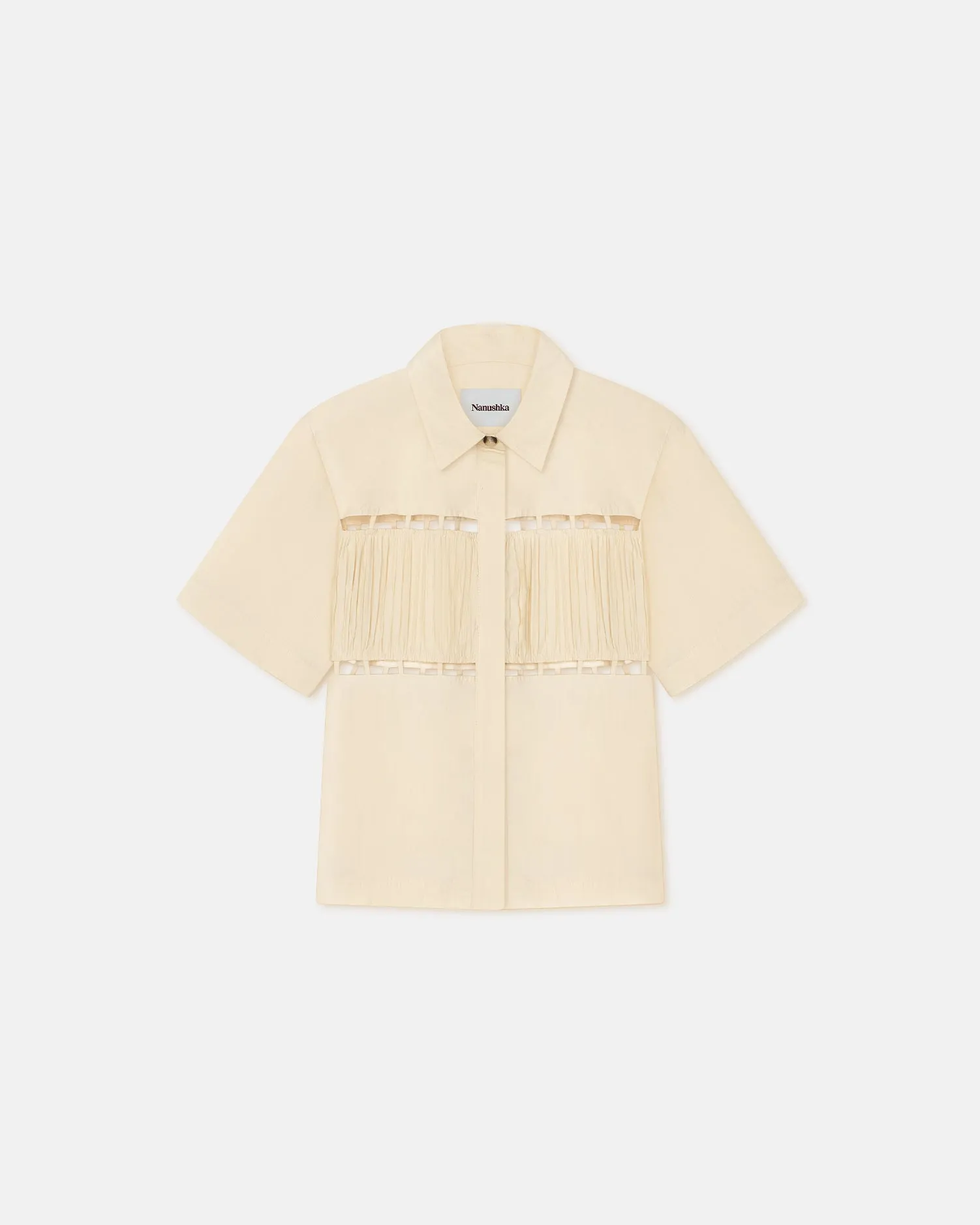 Satu - Pleated Poplin Shirt - Creme sold by Nanushka product image thumbnail 4