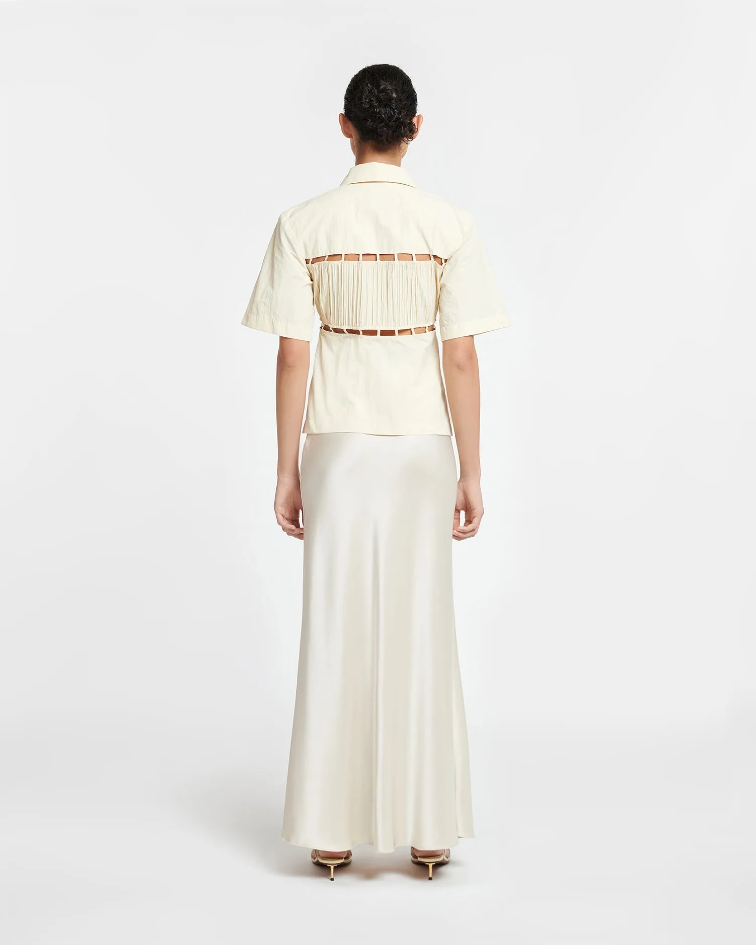 Satu - Pleated Poplin Shirt - Creme sold by Nanushka product image thumbnail 3