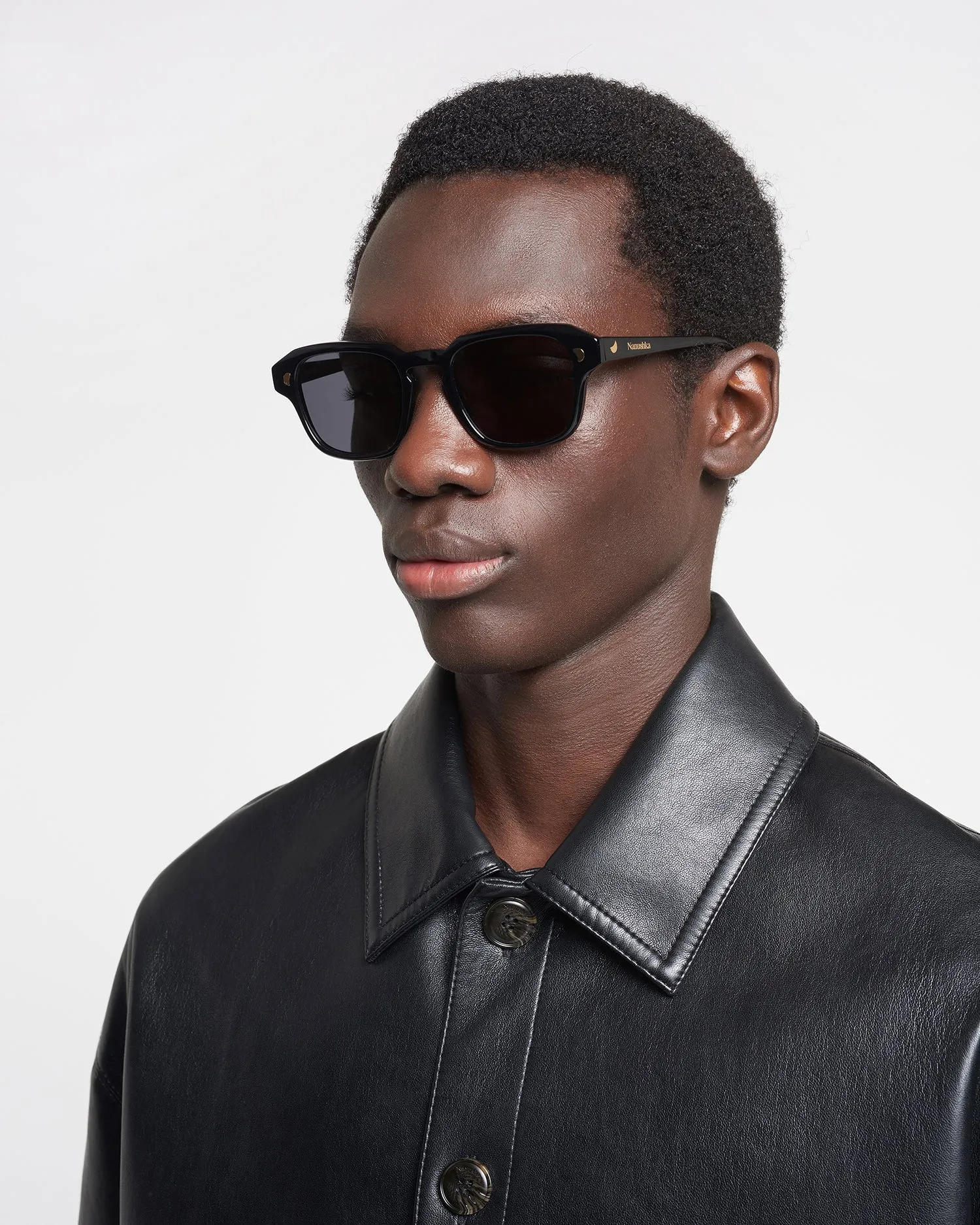 Aiza - Bio-Plastic Rounded Sunglasses - Black sold by Nanushka product image thumbnail 5