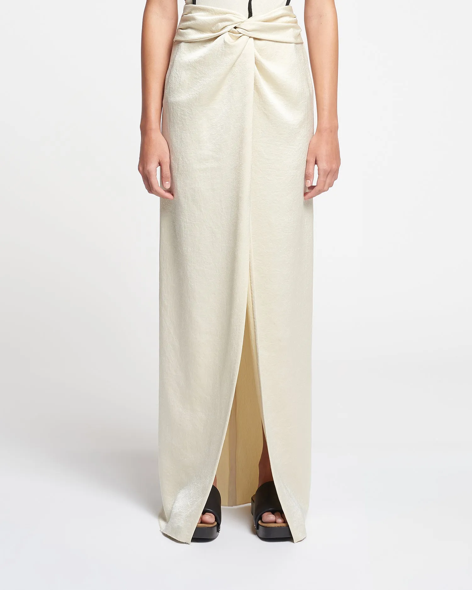 Myde - Draped Crisp-Satin Maxi Skirt - Creme sold by Nanushka product image thumbnail 3