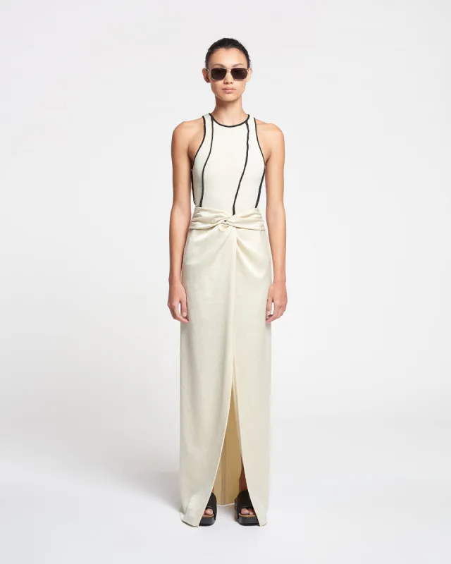 Myde - Draped Crisp-Satin Maxi Skirt - Creme made by Nanushka