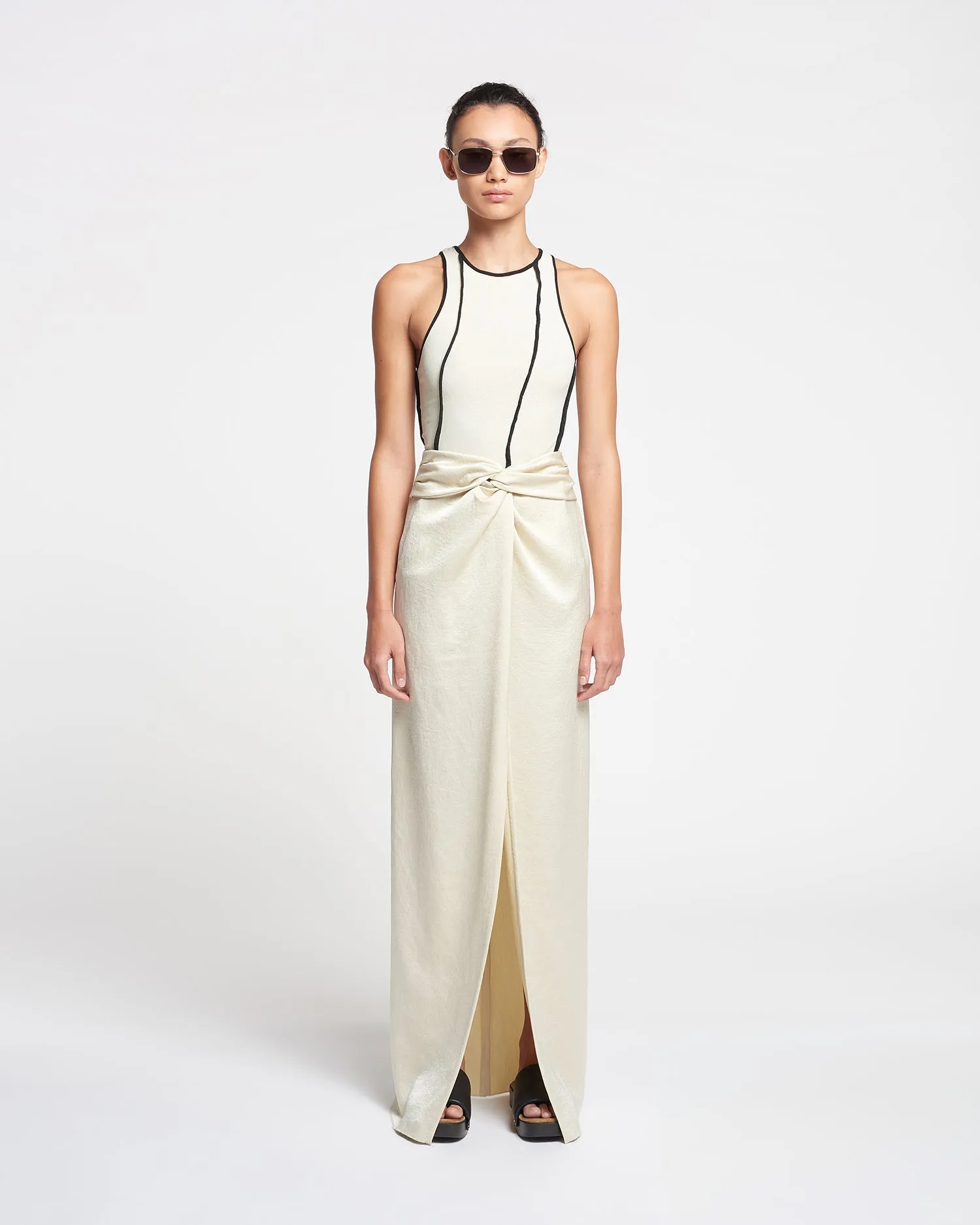 Myde - Draped Crisp-Satin Maxi Skirt - Creme sold by Nanushka