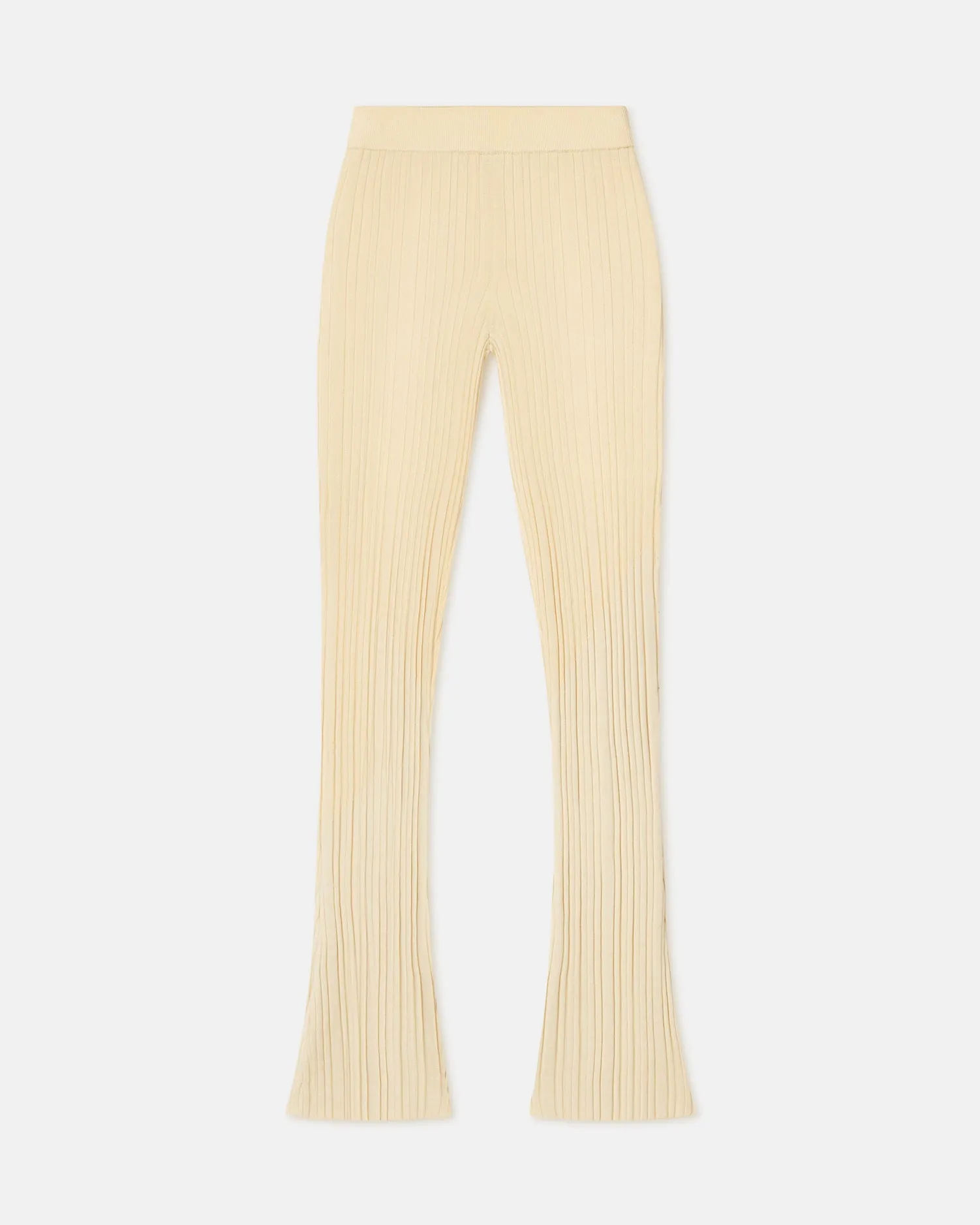 Malise - Cropped Ribbed Merino Pants - Lime Yellow/Creme sold by Nanushka product image thumbnail 4