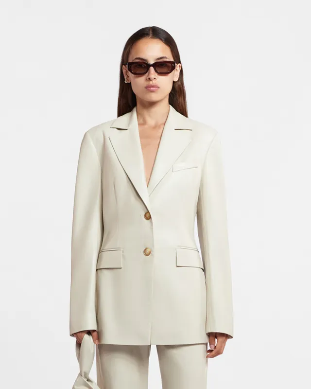 Hathi - Okobor™ Alt-Leather Blazer - Creme sold by Nanushka