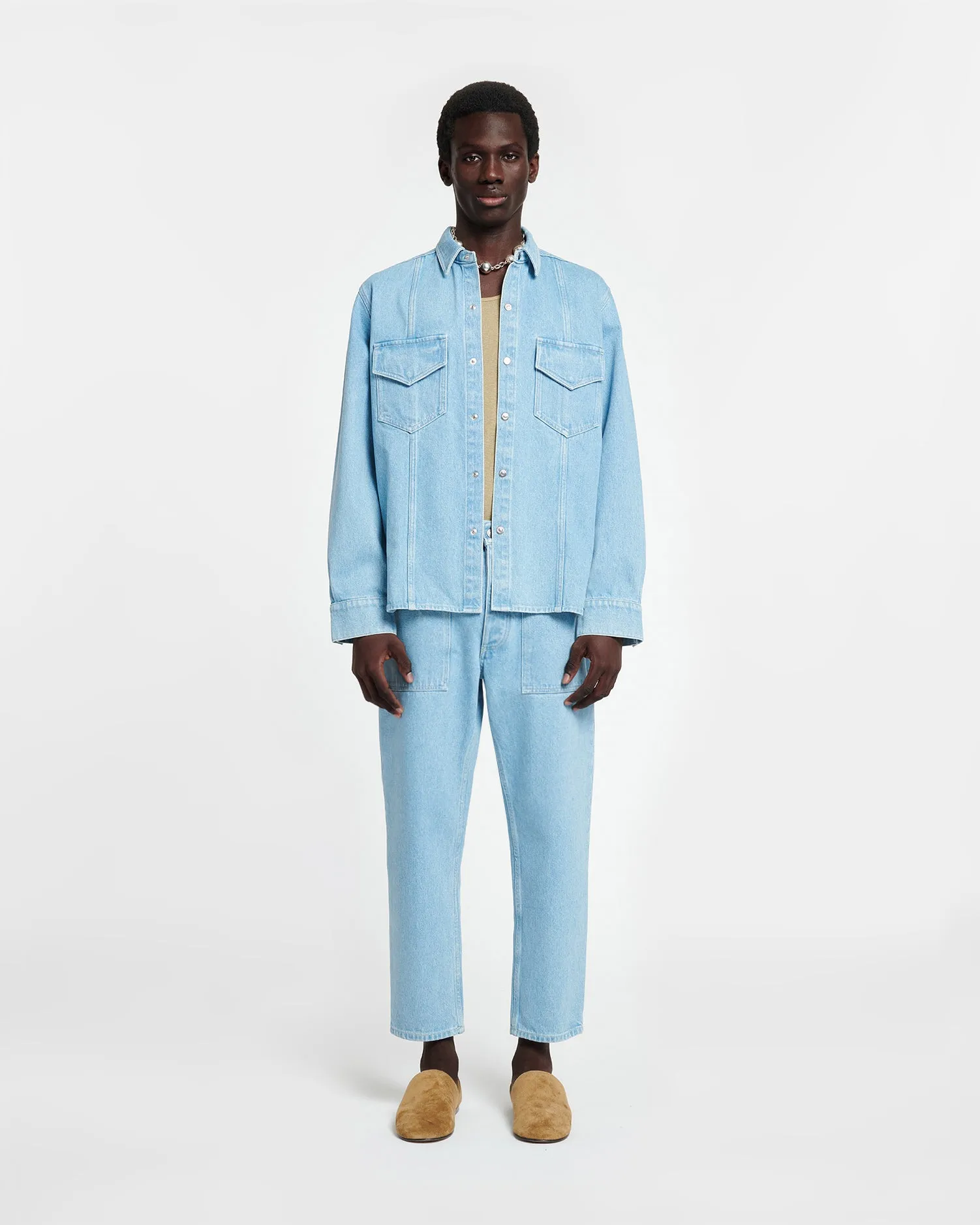 Tristo - Patch Pocket Denim Overshirt - Eco Light Wash sold by Nanushka product image thumbnail 2