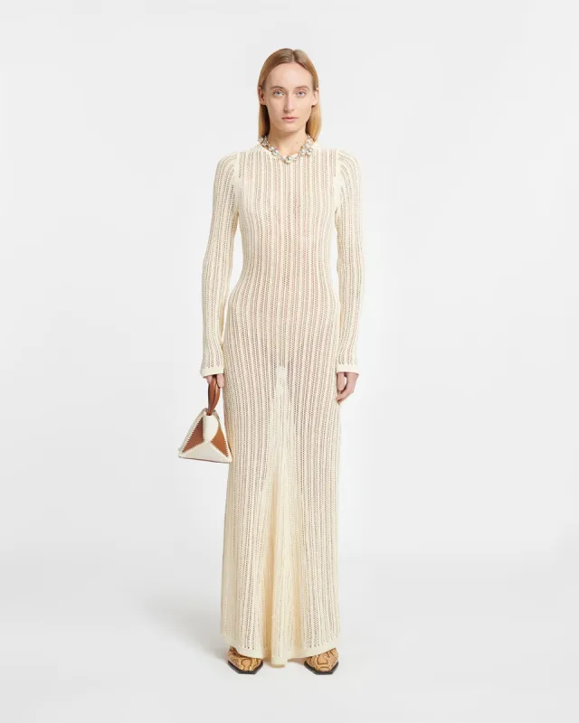Valene - Crochet Maxi Dress - Creme sold by Nanushka