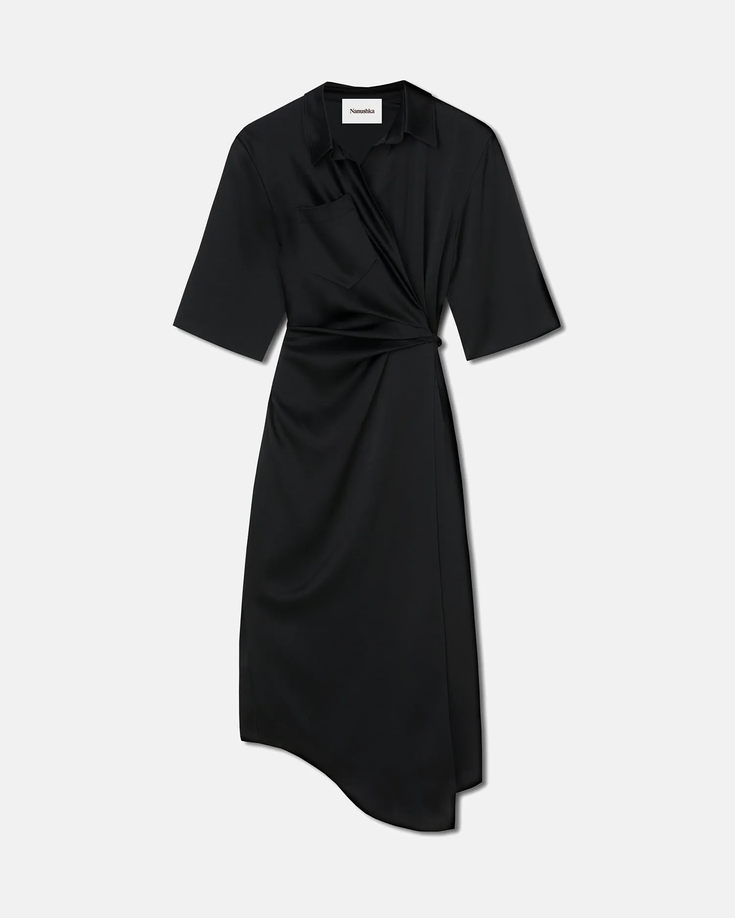 Lais - Draped Front Shirt Dress - Black sold by Nanushka product image thumbnail 4