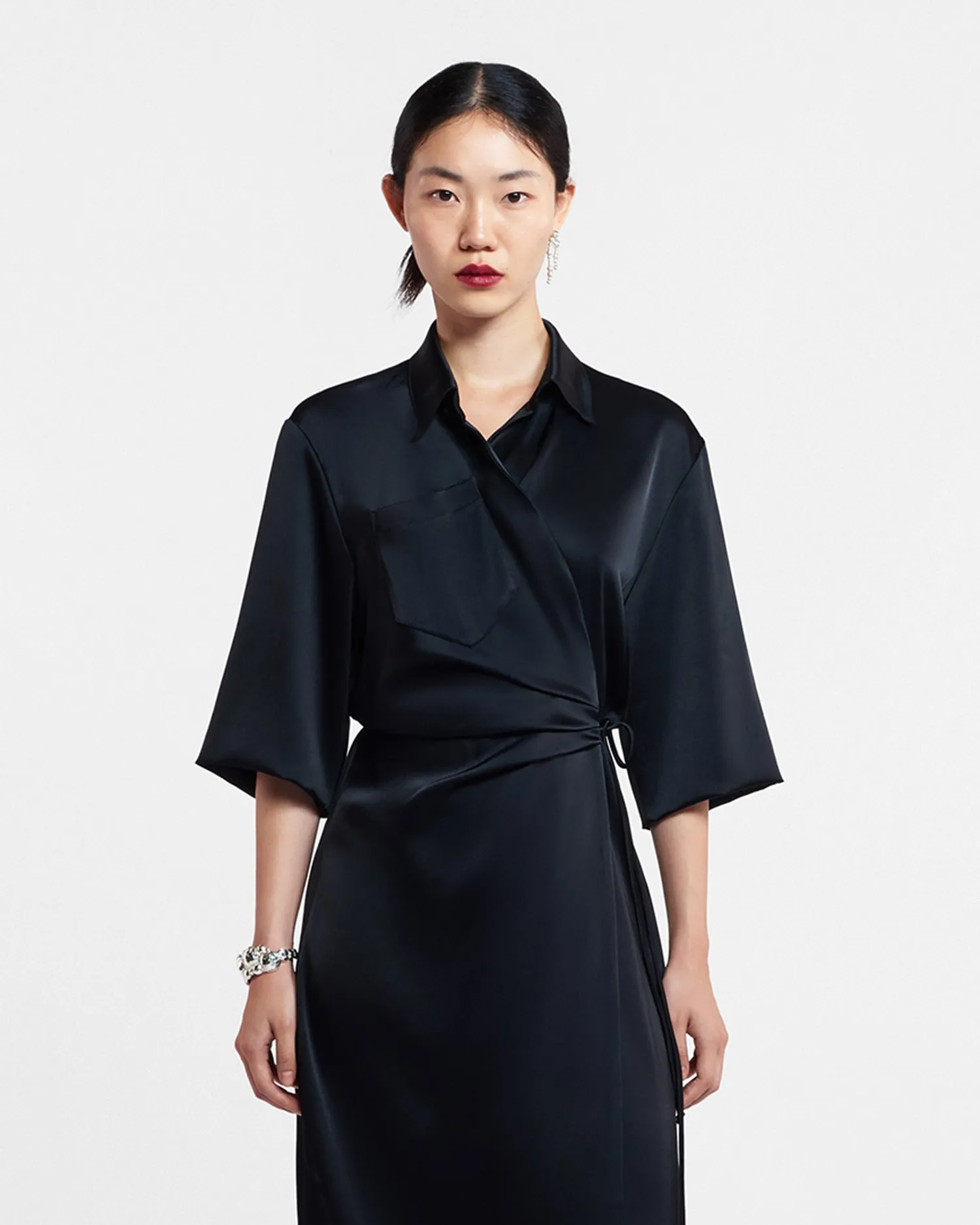 Lais - Draped Front Shirt Dress - Black sold by Nanushka product image thumbnail 2