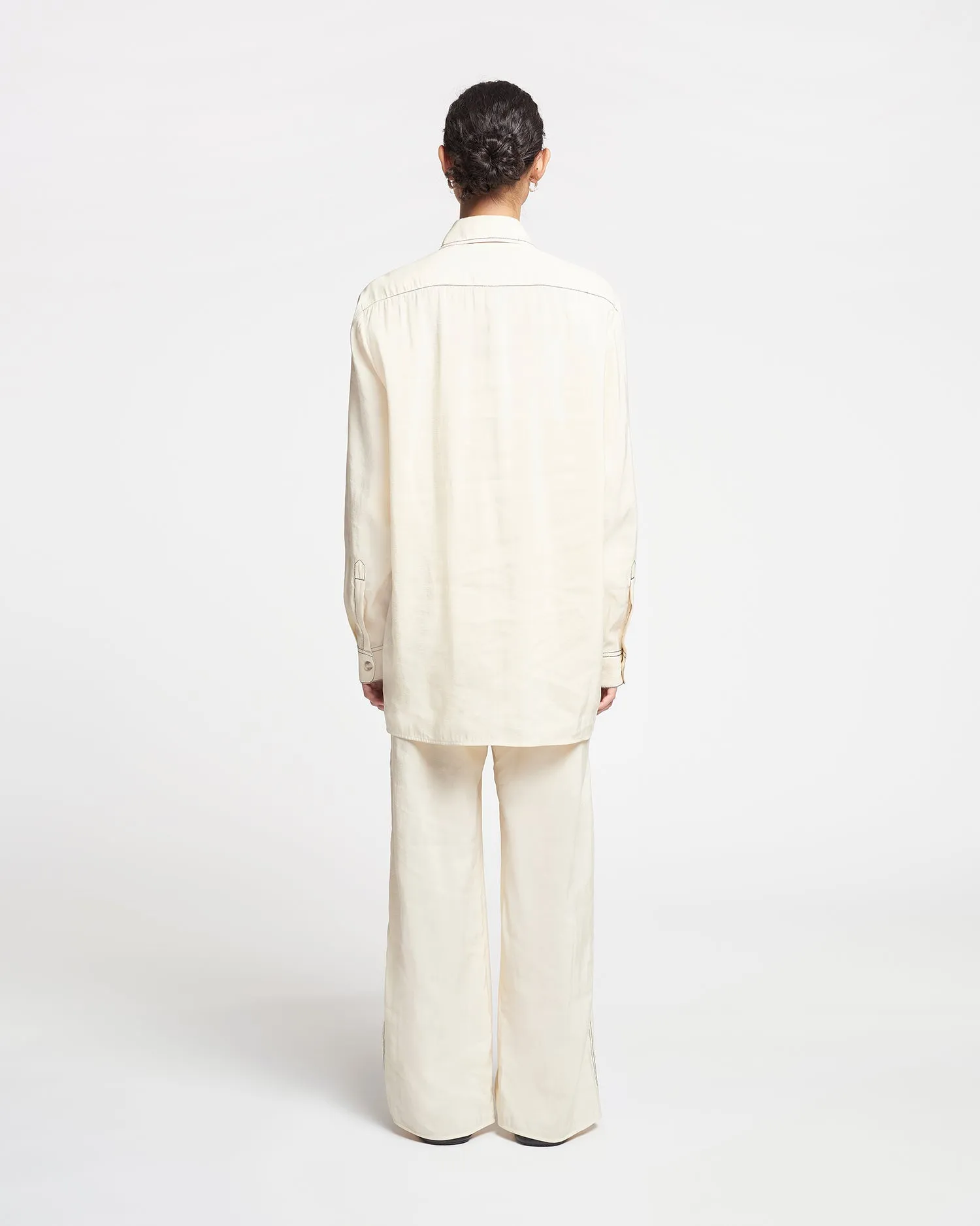 Evea - Glass Poplin Pants - Oat sold by Nanushka product image thumbnail 2