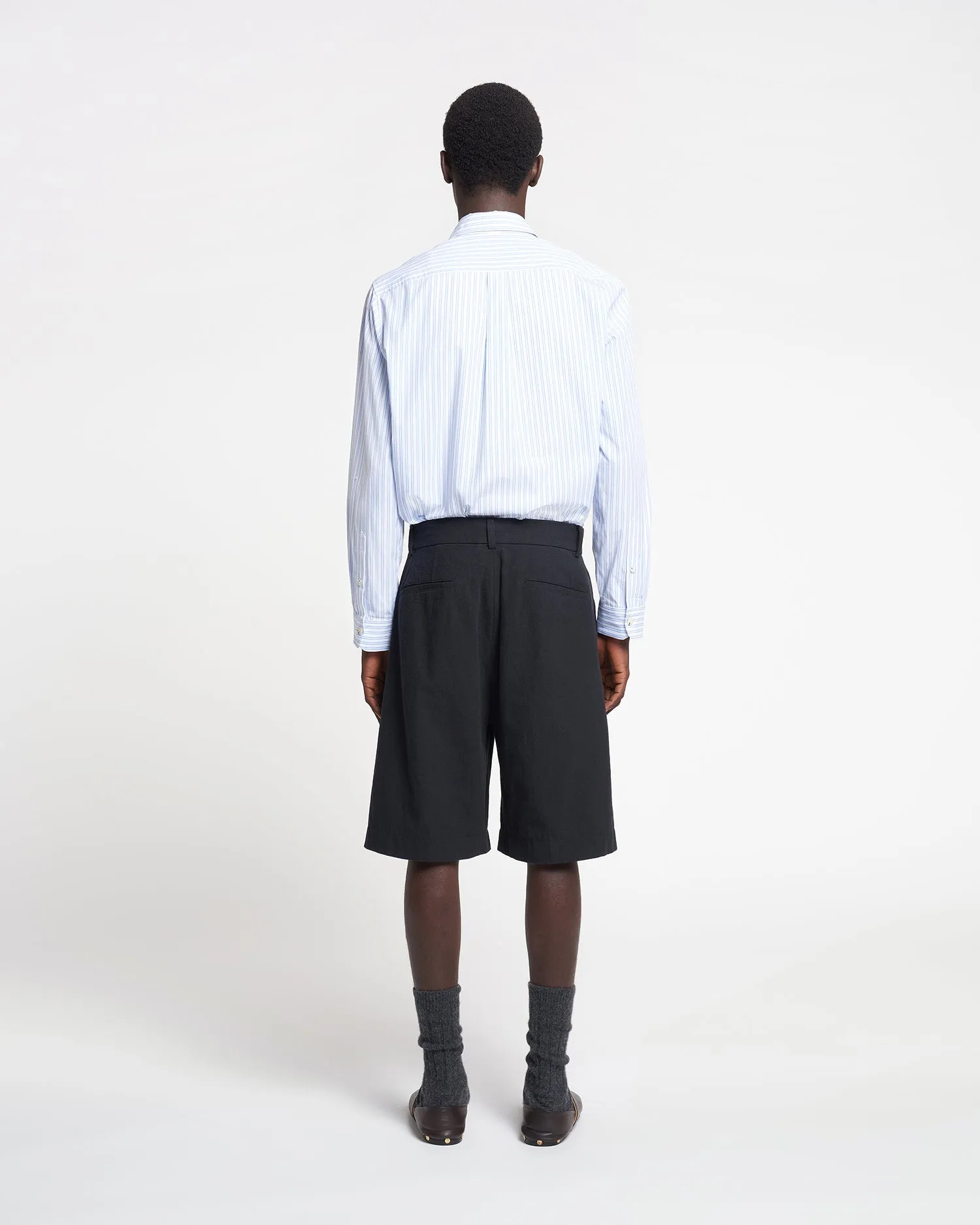 Kaleb - Long Sleeve Striped Cotton Shirt - White Blue sold by Nanushka product image thumbnail 2