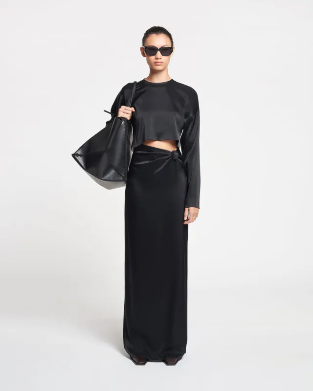 Beatriz - Slip Satin Maxi Dress - Black sold by Nanushka